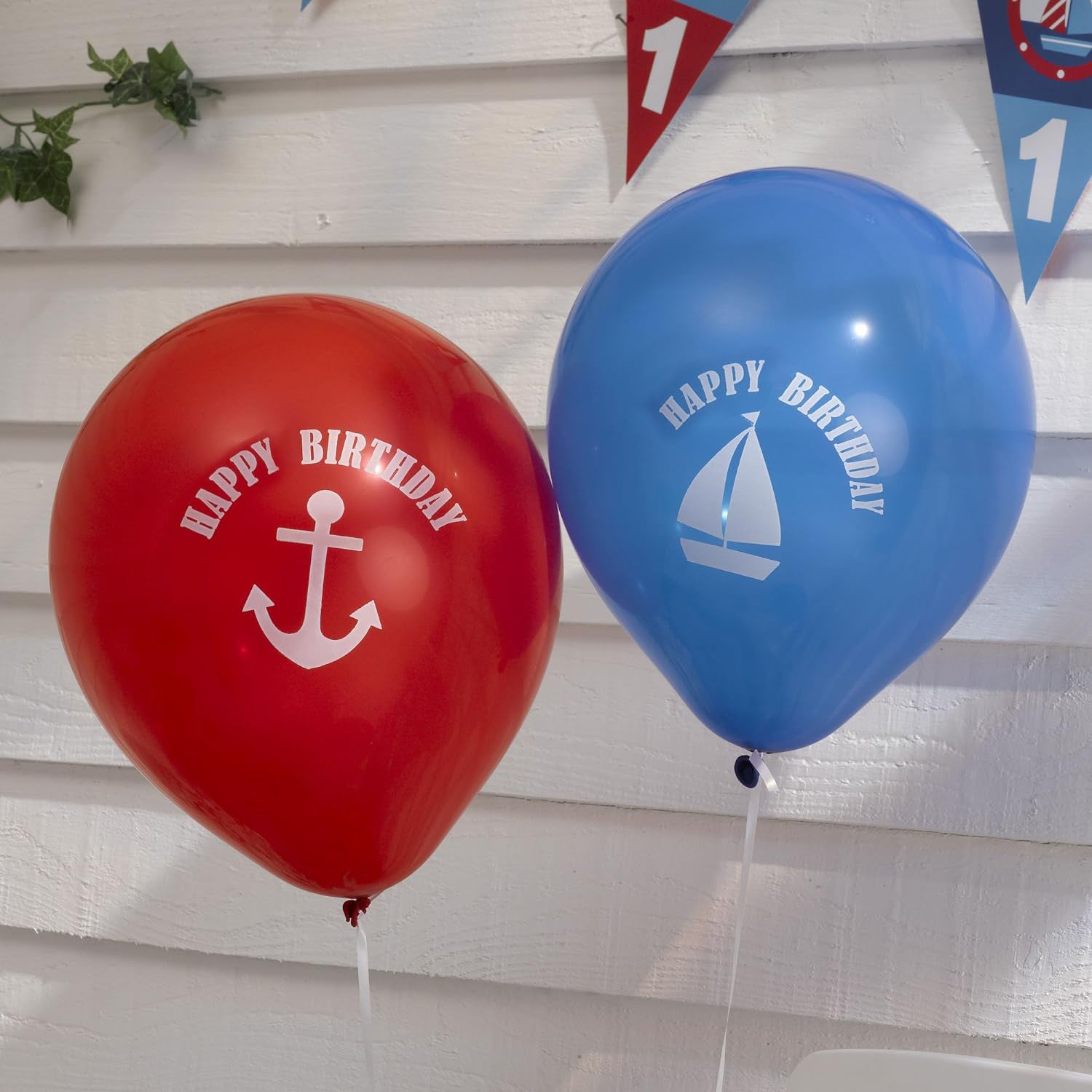 Nautical Happy Birthday Balloons - Pack of 8