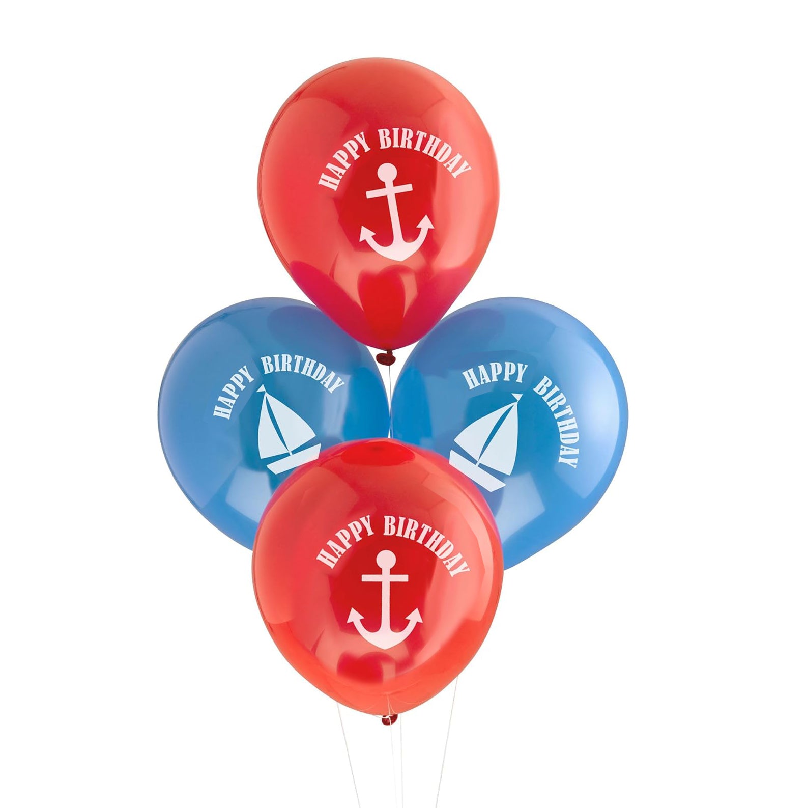Nautical Happy Birthday Balloons - Pack of 8