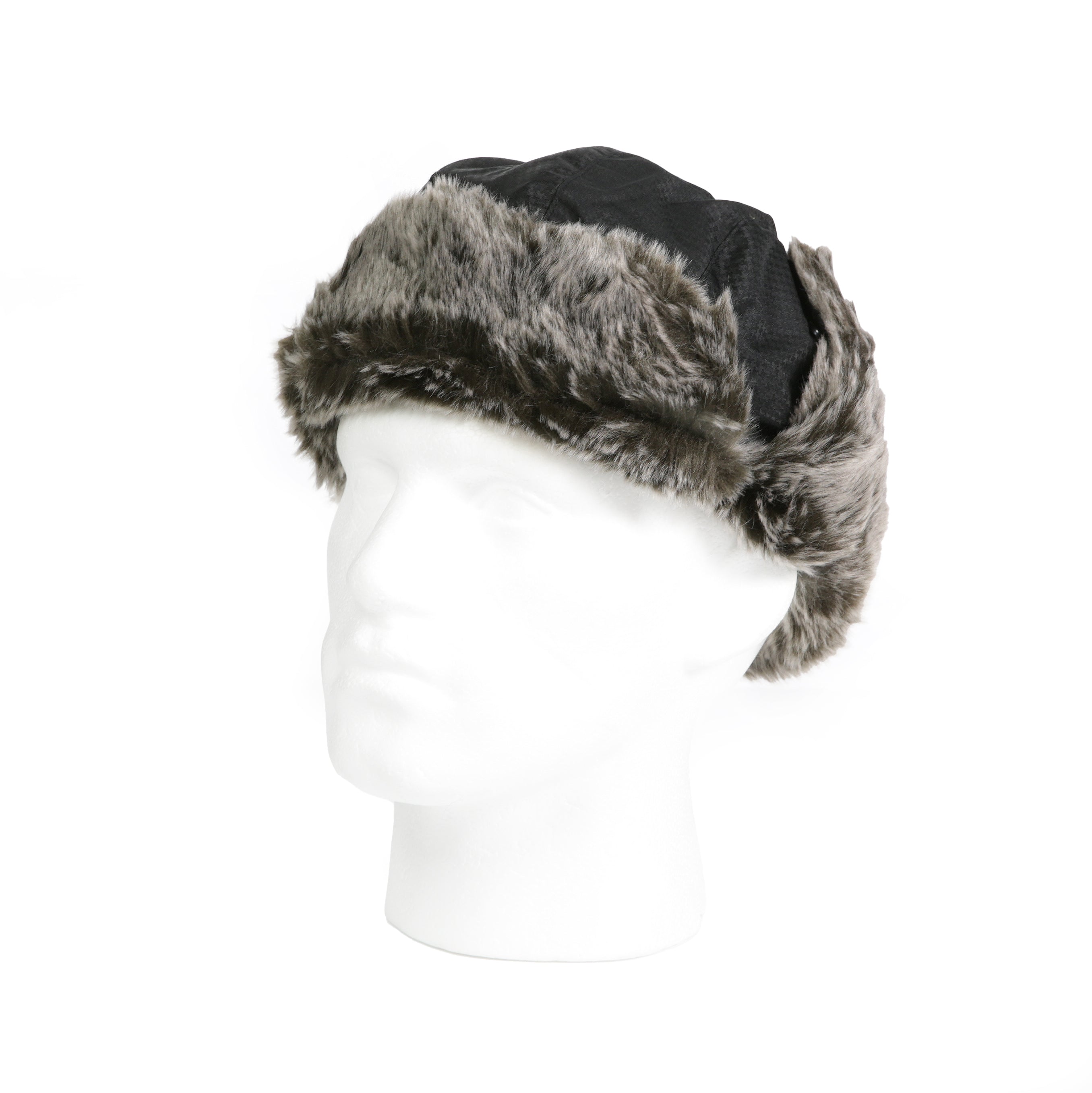 Arctic Fox Trapper Hat with Faux Fur - Black