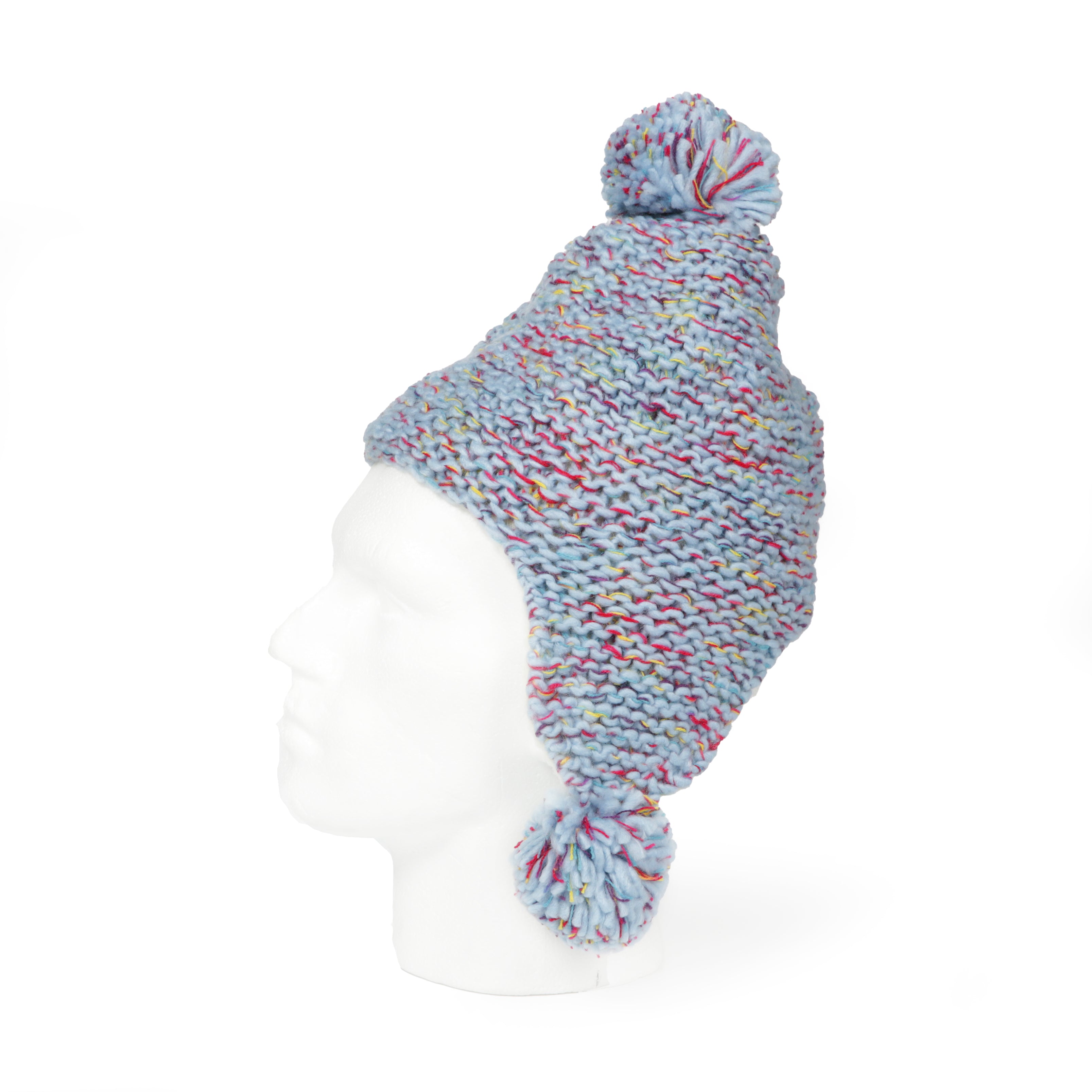 Arctic Fox Knitted Chullo Hat - Light Blue