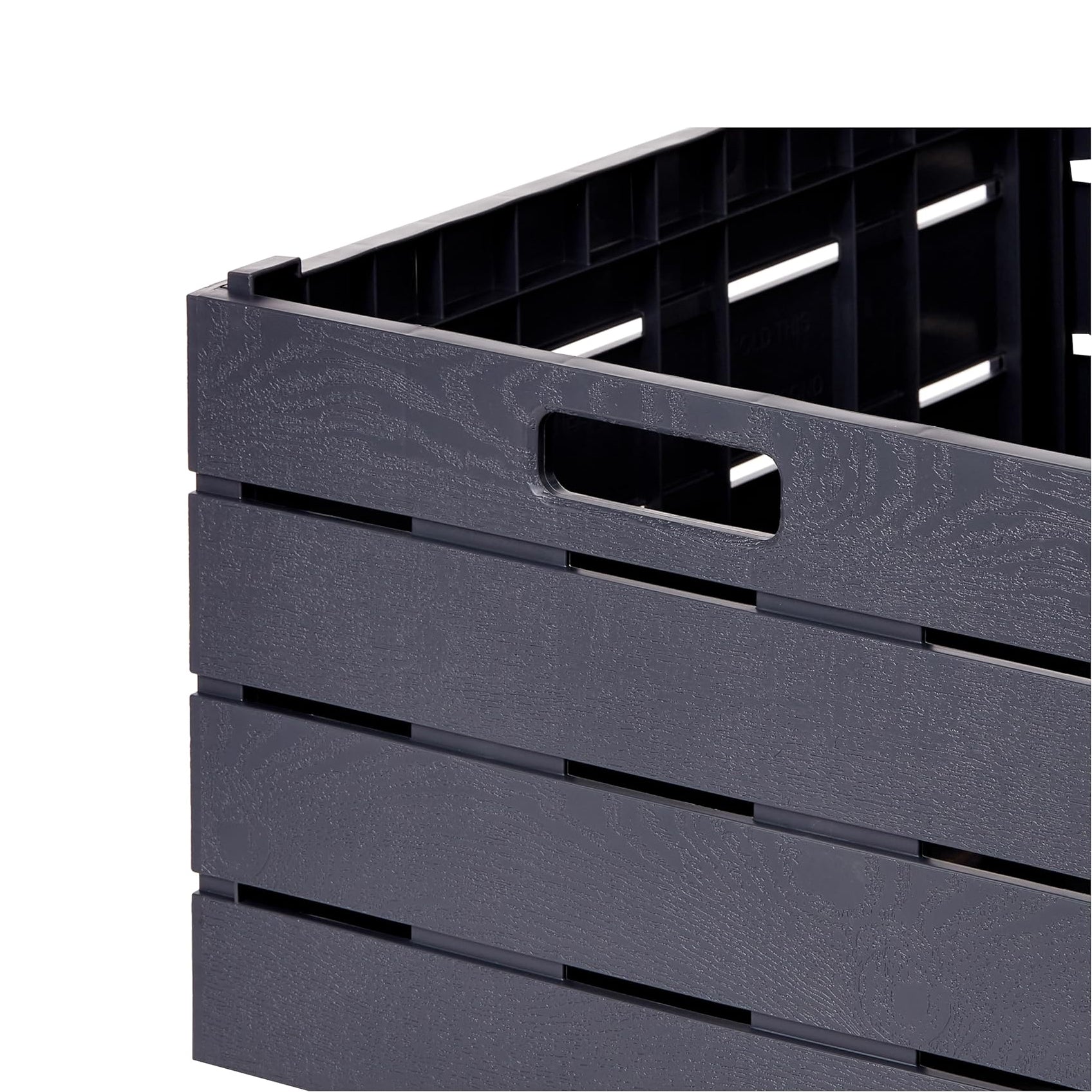 60 Litre Wood Effect Folding Collapsible Plastic Storage Crate