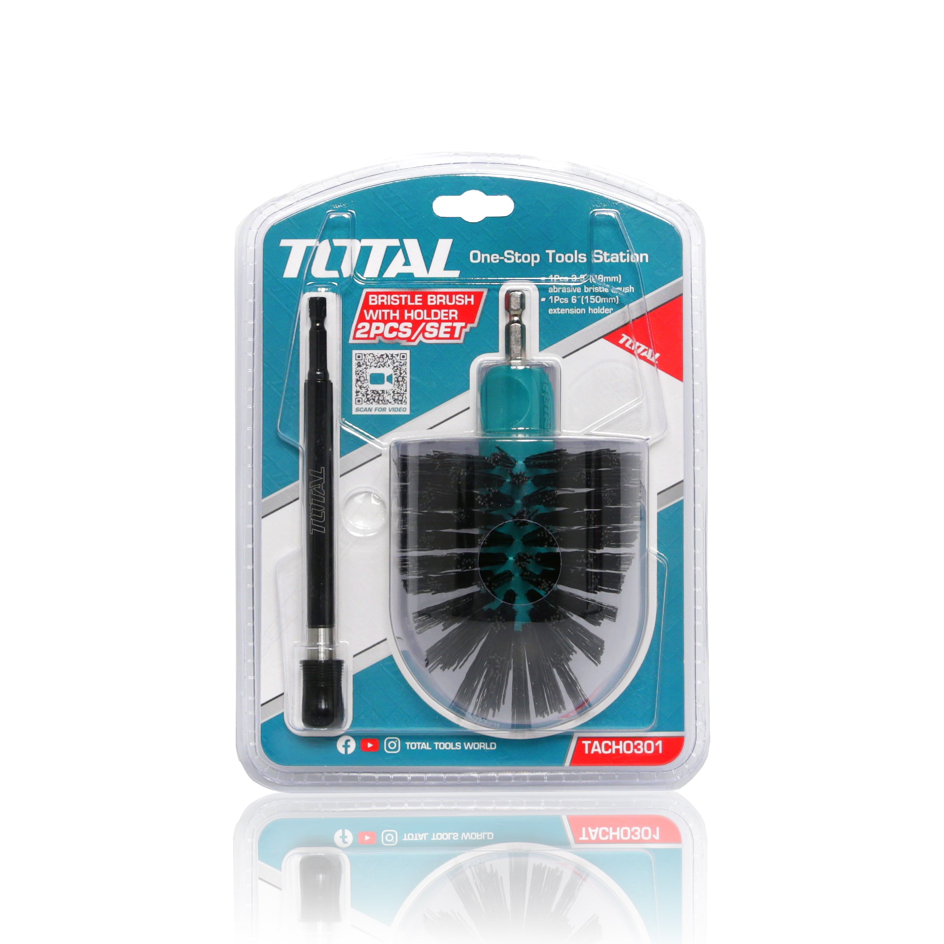 Total 89mm / 3.5" Hard Bristle Brush with Holder - TACH0301