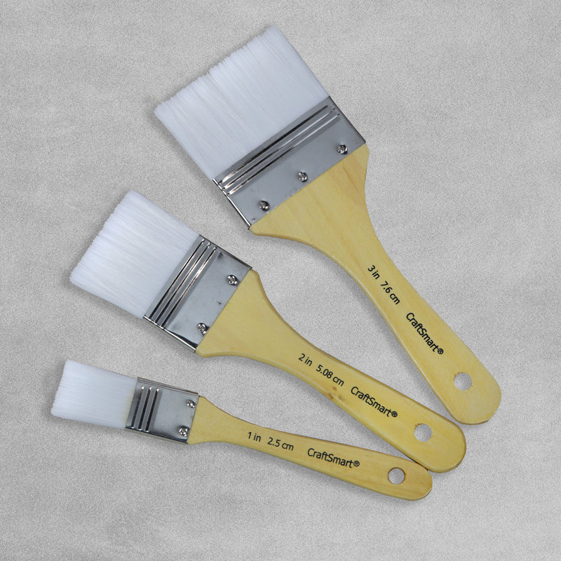 Craft Smart Flat White Taklon Paint Brushes - Set of 3