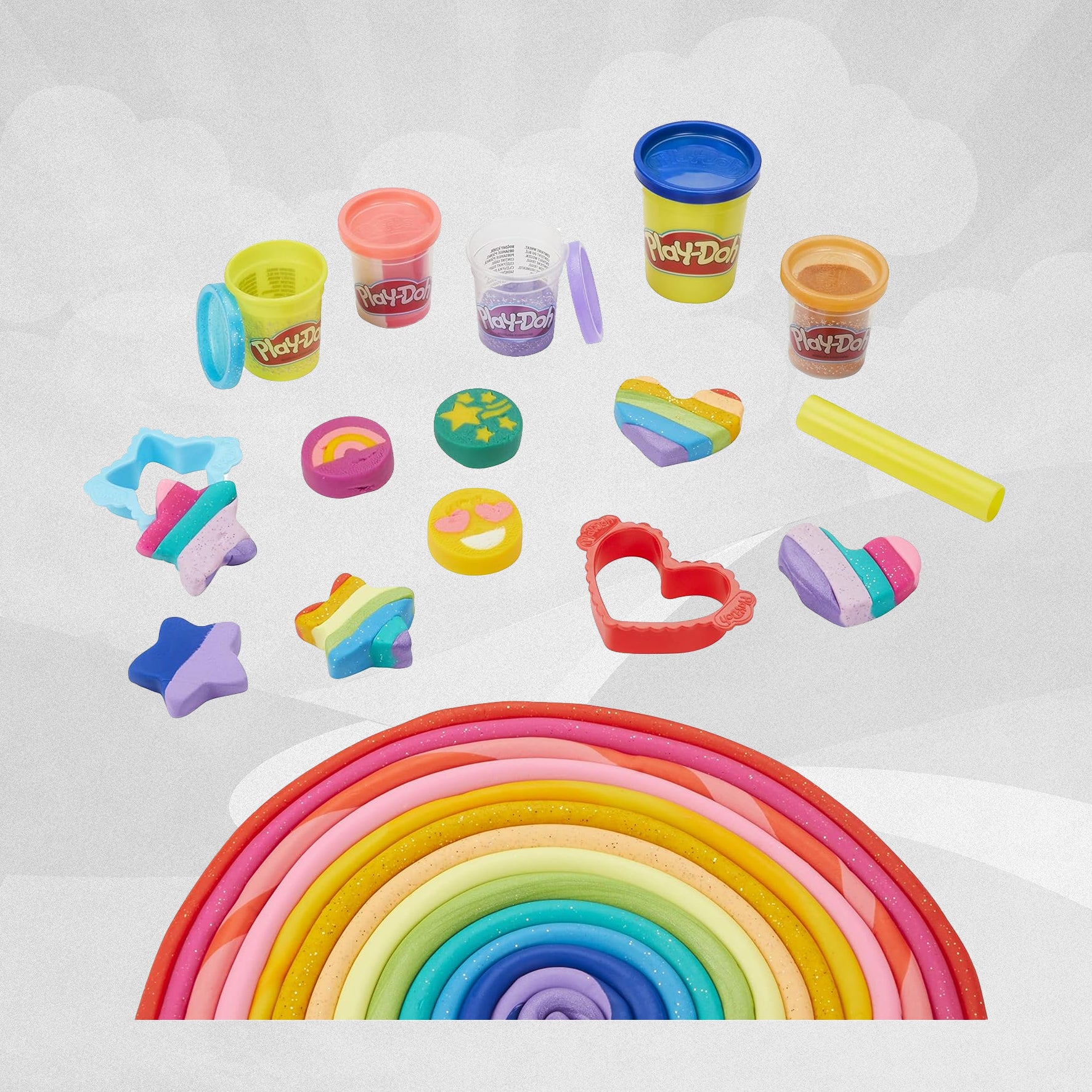 Play-Doh Bright 'n Happy Variety Pack with 21 Pots Including Sparkle and Metallic Shine