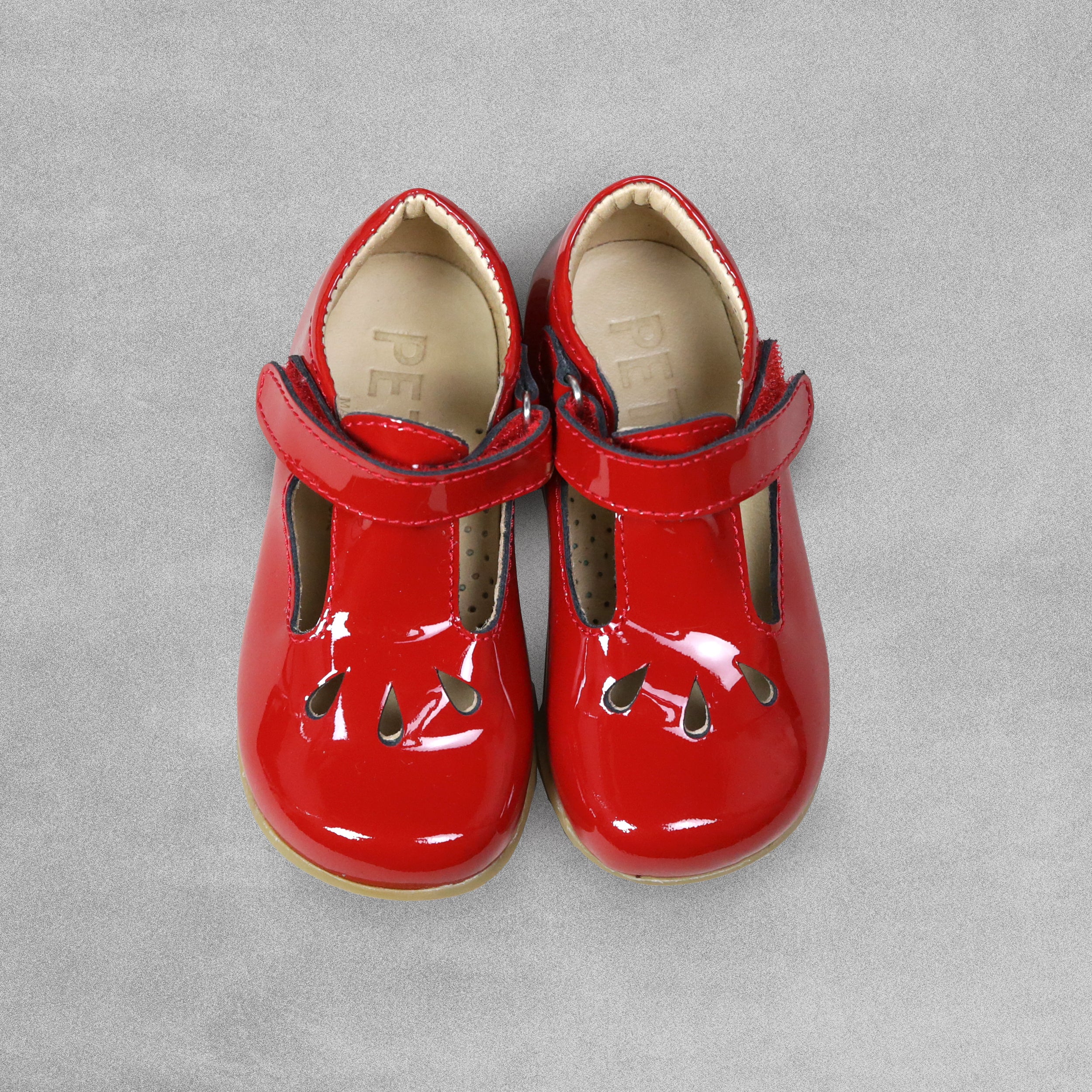 Petasil Tia Kids Girls Red Patent Leather Shoes - UK Child Size 2 / EU18