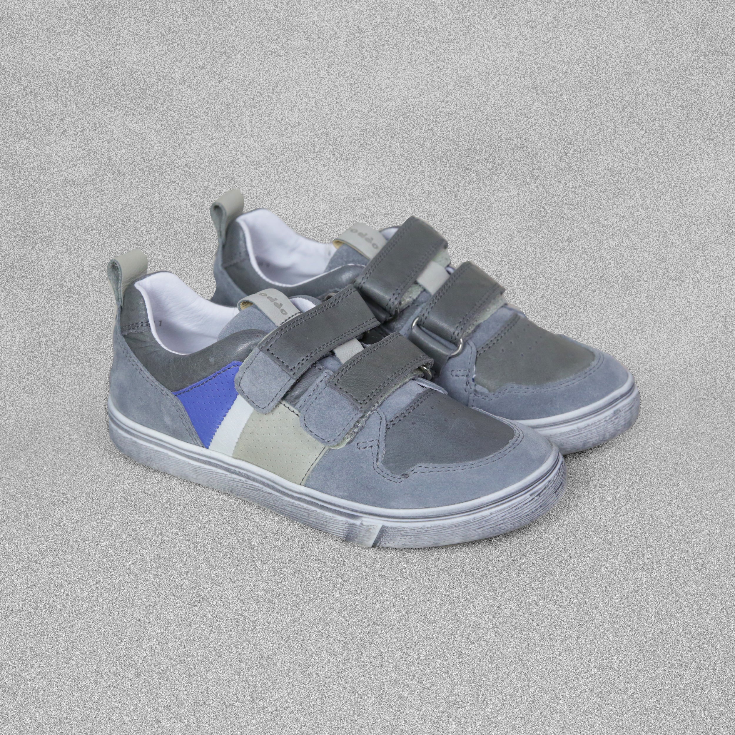 'Froddo' Grey Leather Shoes with Velcro Straps