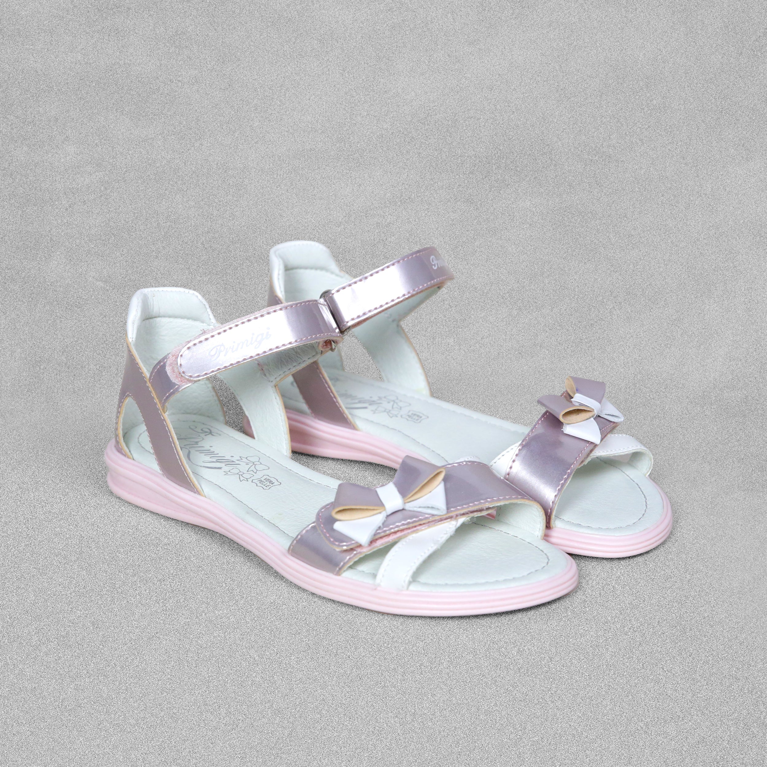 'Primigi' Girls Pale Pink Metallic Sandals with Velcro Strap - UK Size 2.5 / EU 35