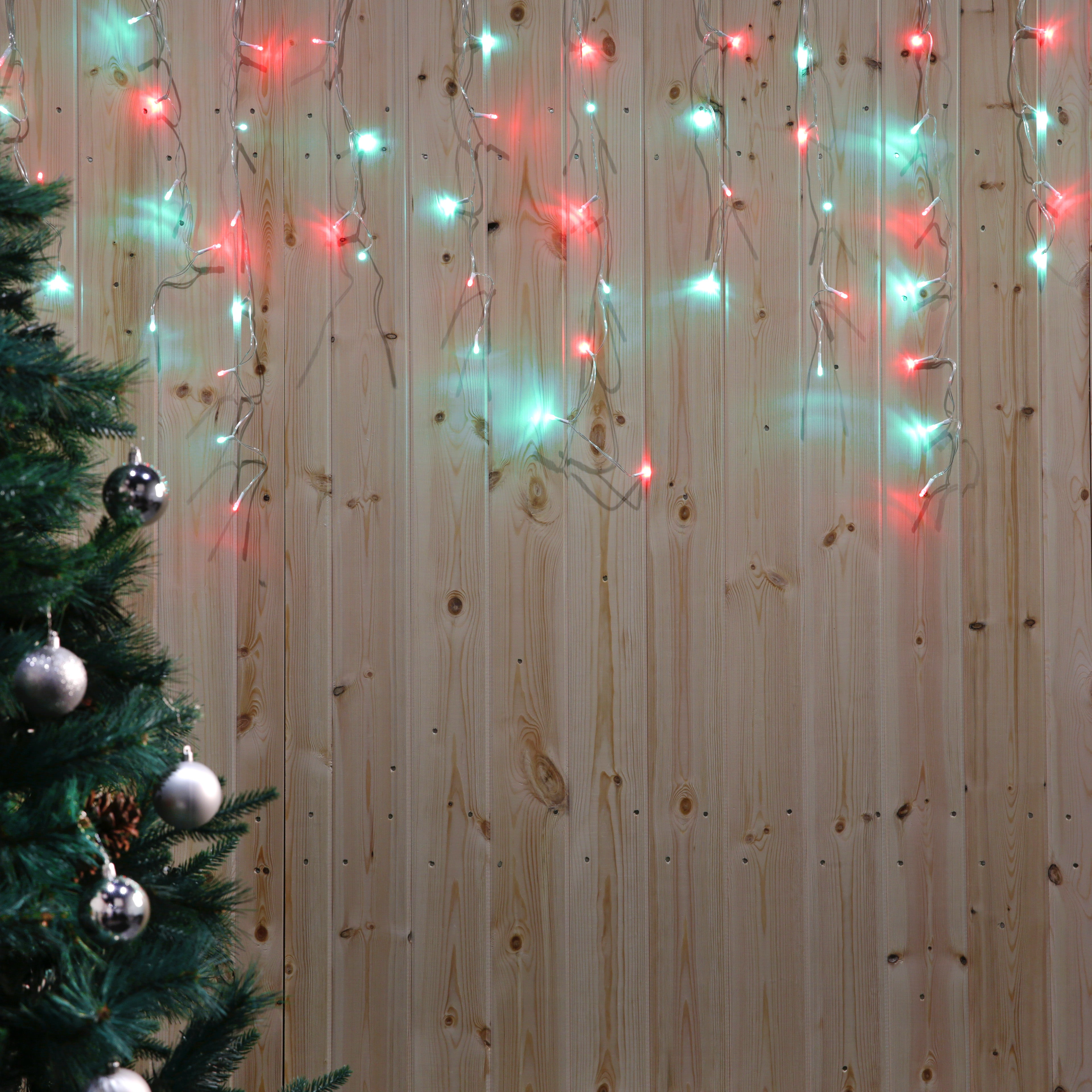 Red & Green LED Icicle Lights 10m
