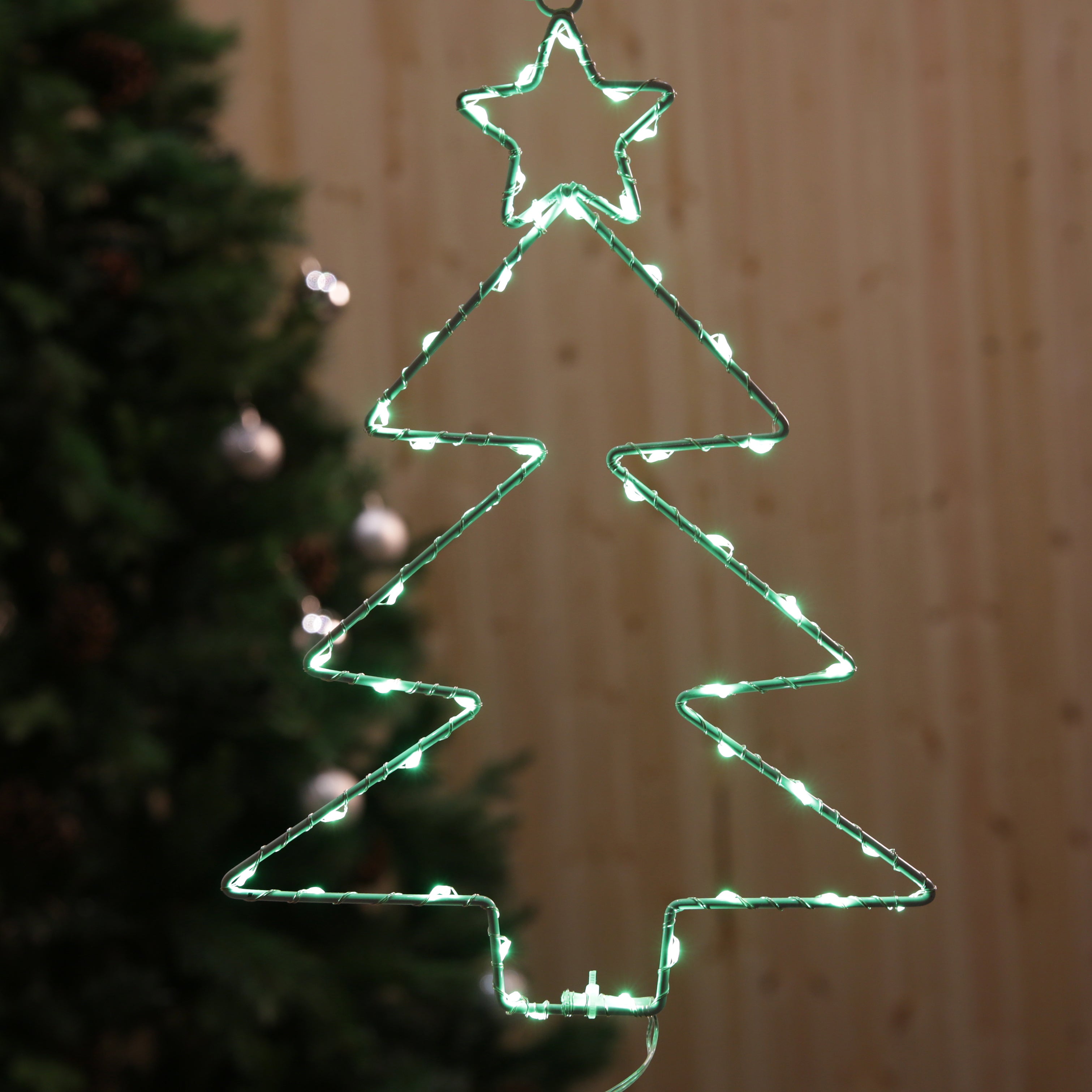 Christmas Tree LED Hanging Green Window Lights - Set of 3