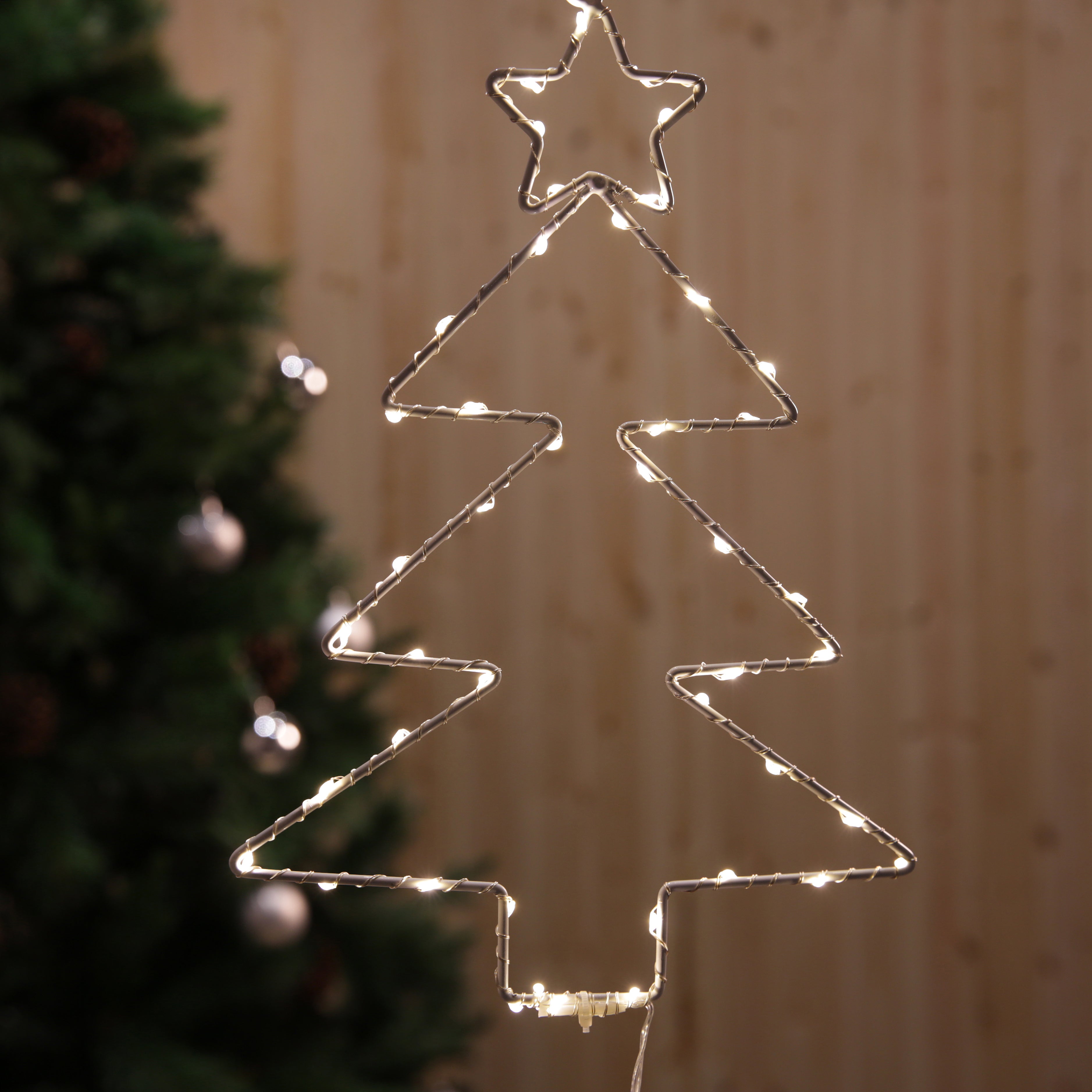 Christmas Tree LED Hanging Warm White Window Lights - Set of 3