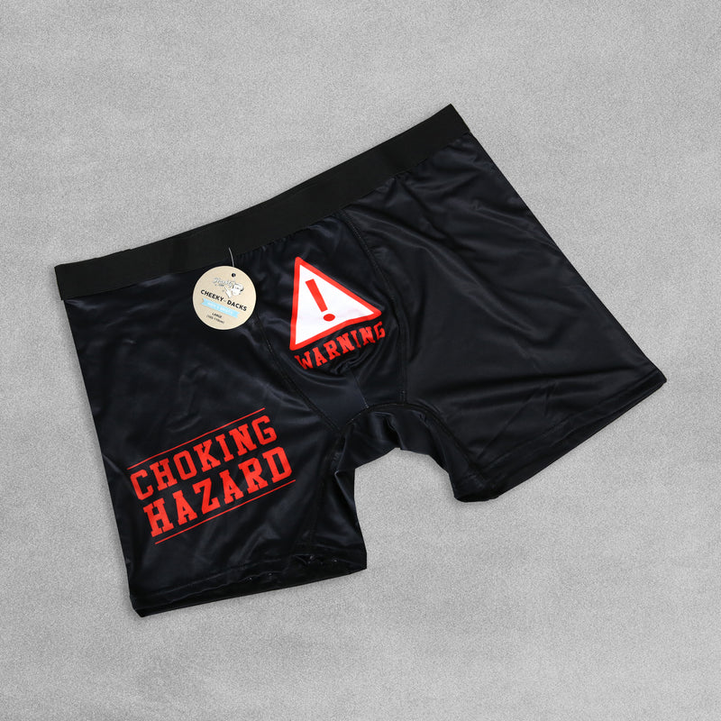 Mens Novelty Boxer Shorts - Warning Choking Hazard!