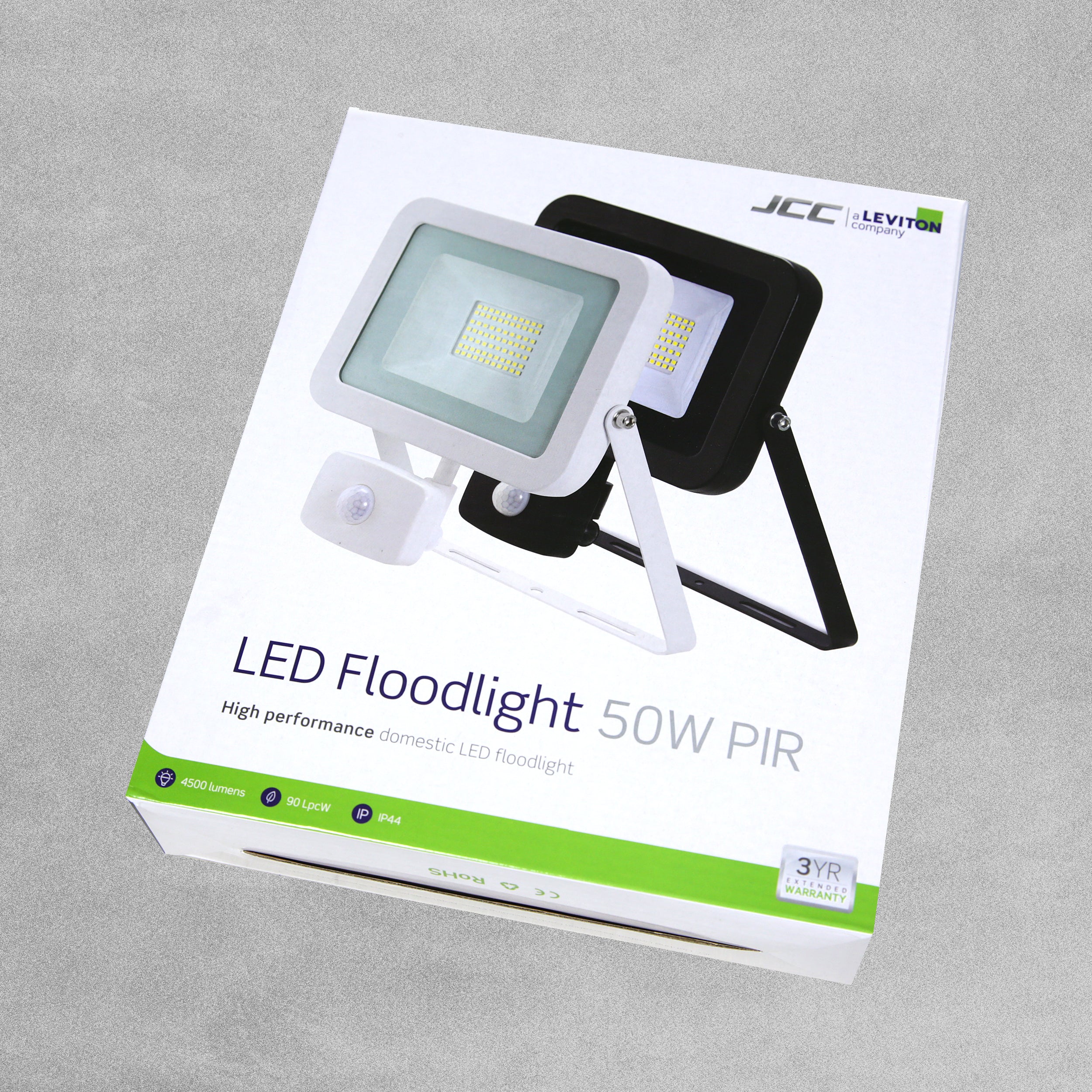 JCC LED Domestic Floodlight 50W PIR 4500 Lumens 90LpcW IP44 - White