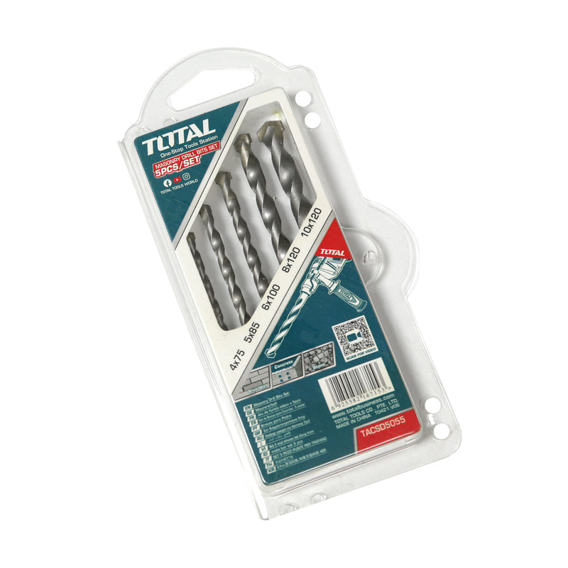 Total Tools 5 Pcs Masonry Drill Bits Set TACSD5055