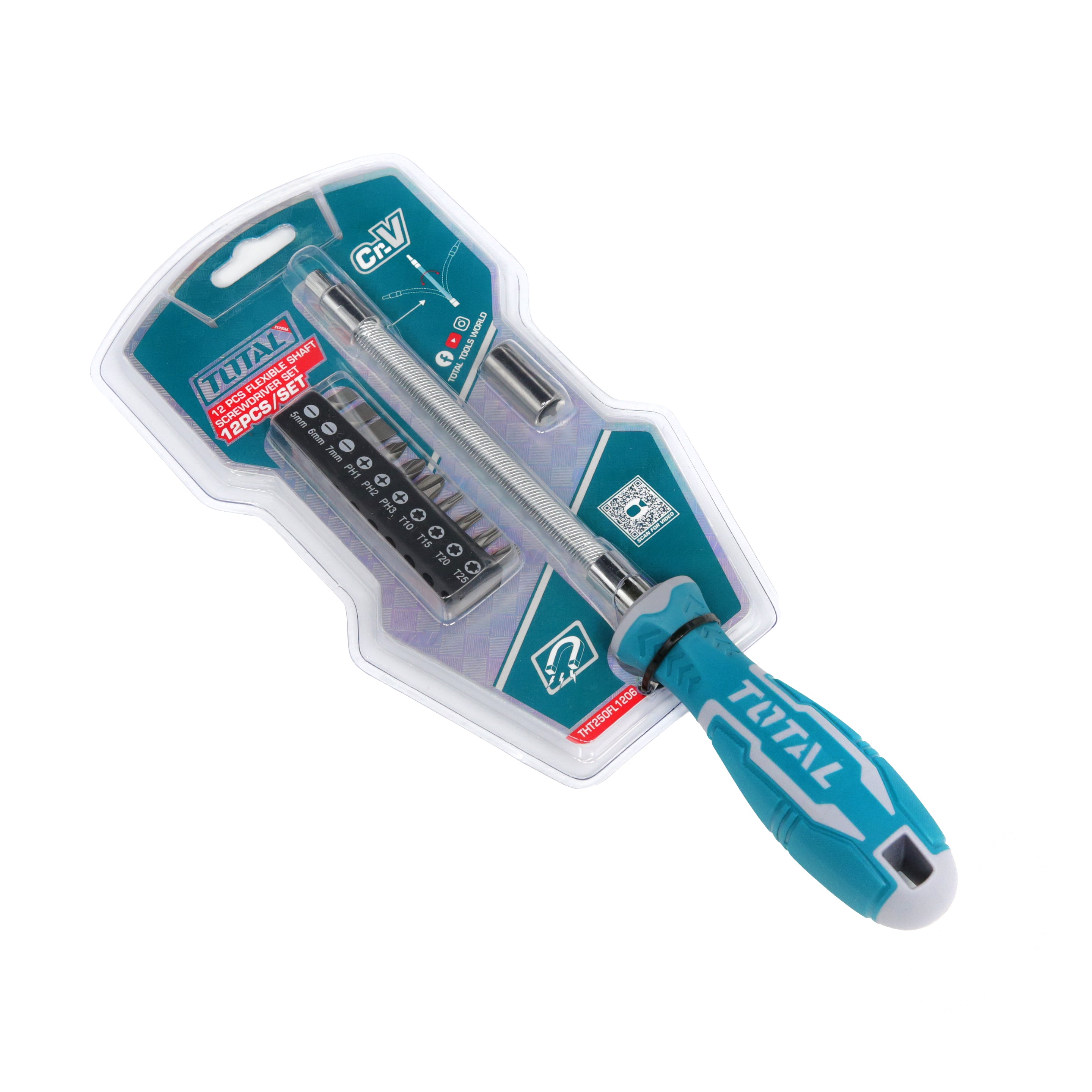 Total Flexible Shaft Screwdriver Set - 12pcs - THT250FL1206