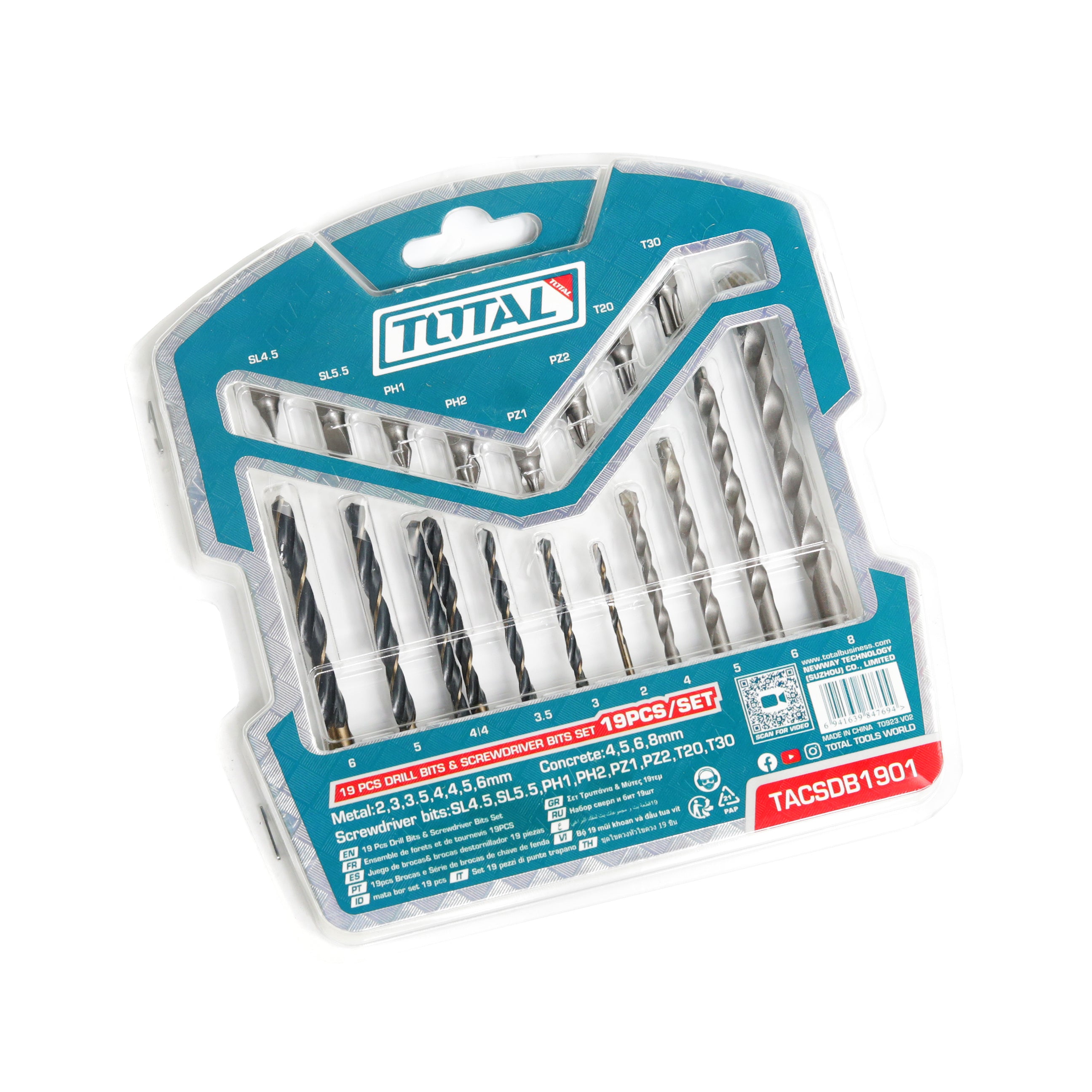 Total Drill and Screwdriver Bits Set - 19pcs - TACSDB1901