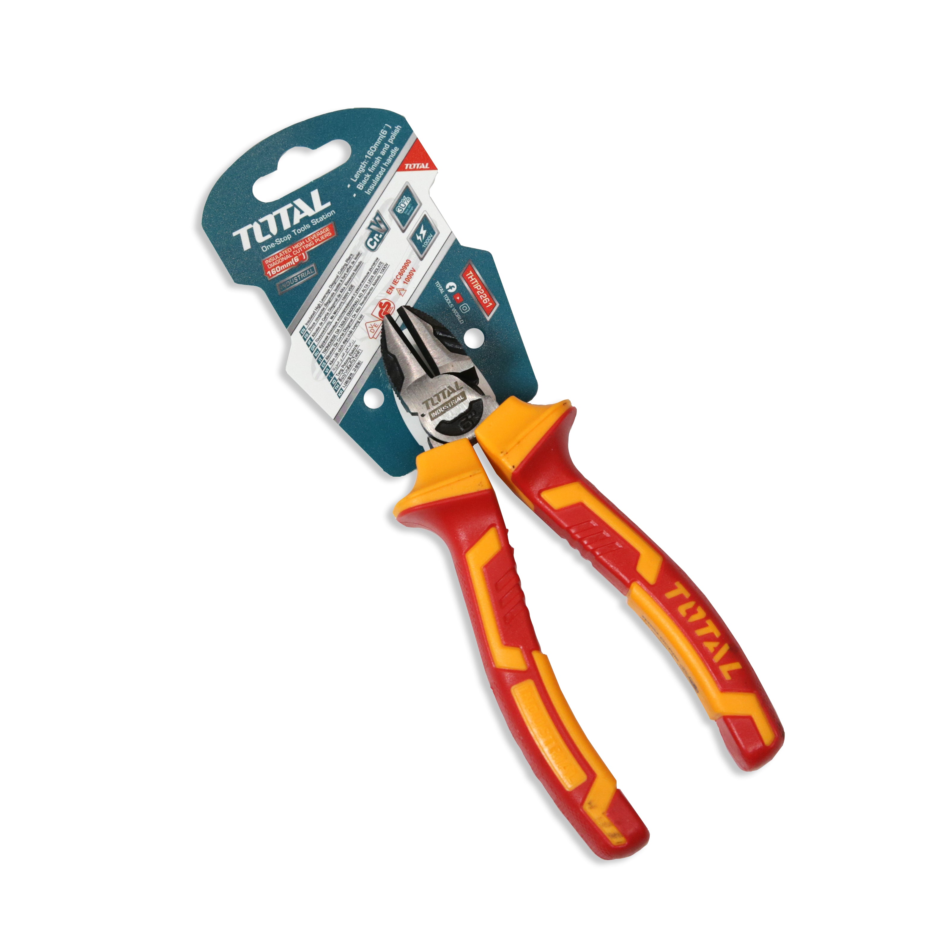 Total Insulated High Leverage Diagonal Cutting Pliers 160mm 6" - THTIP2261