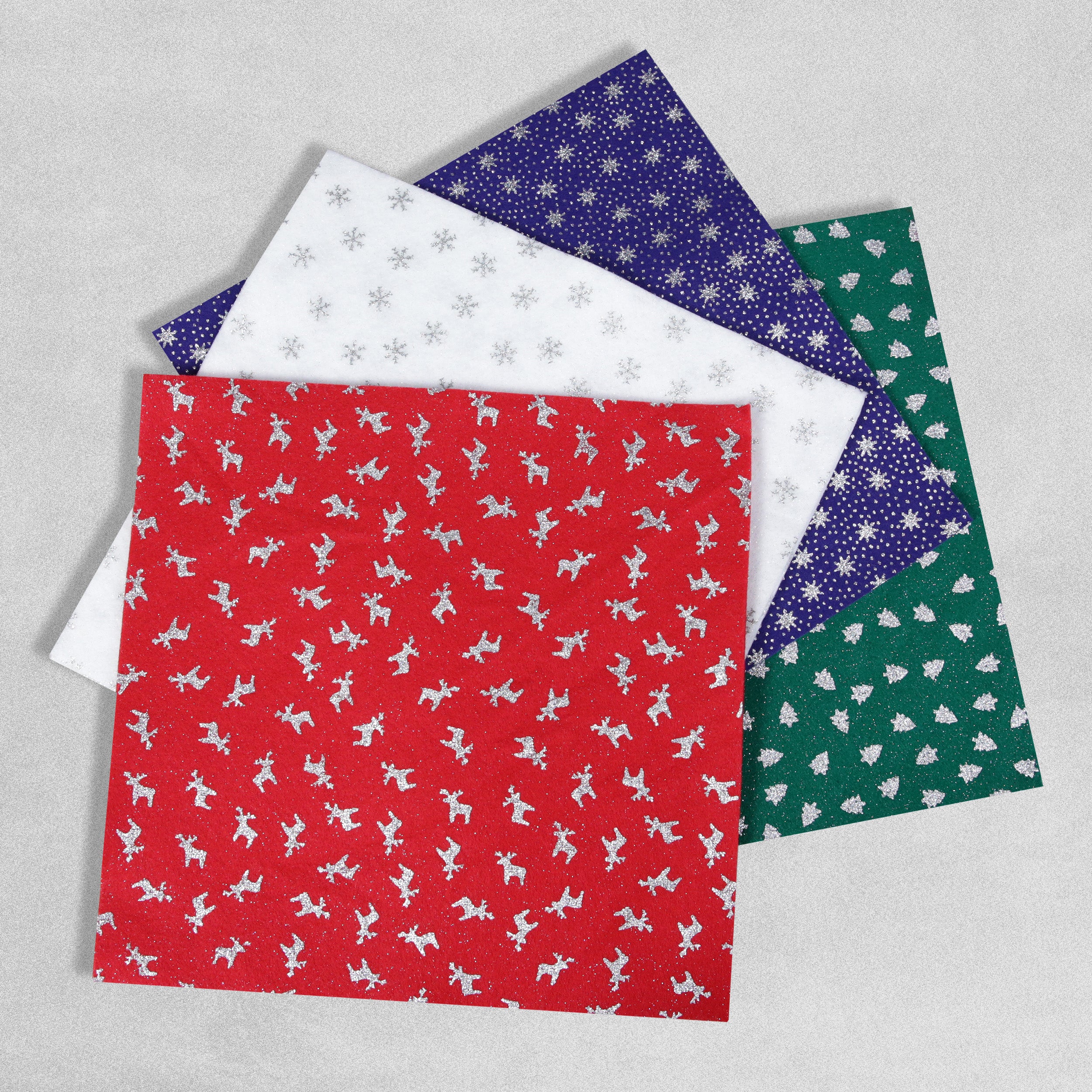 Christmas Printed Felt Squares - Pack of 8