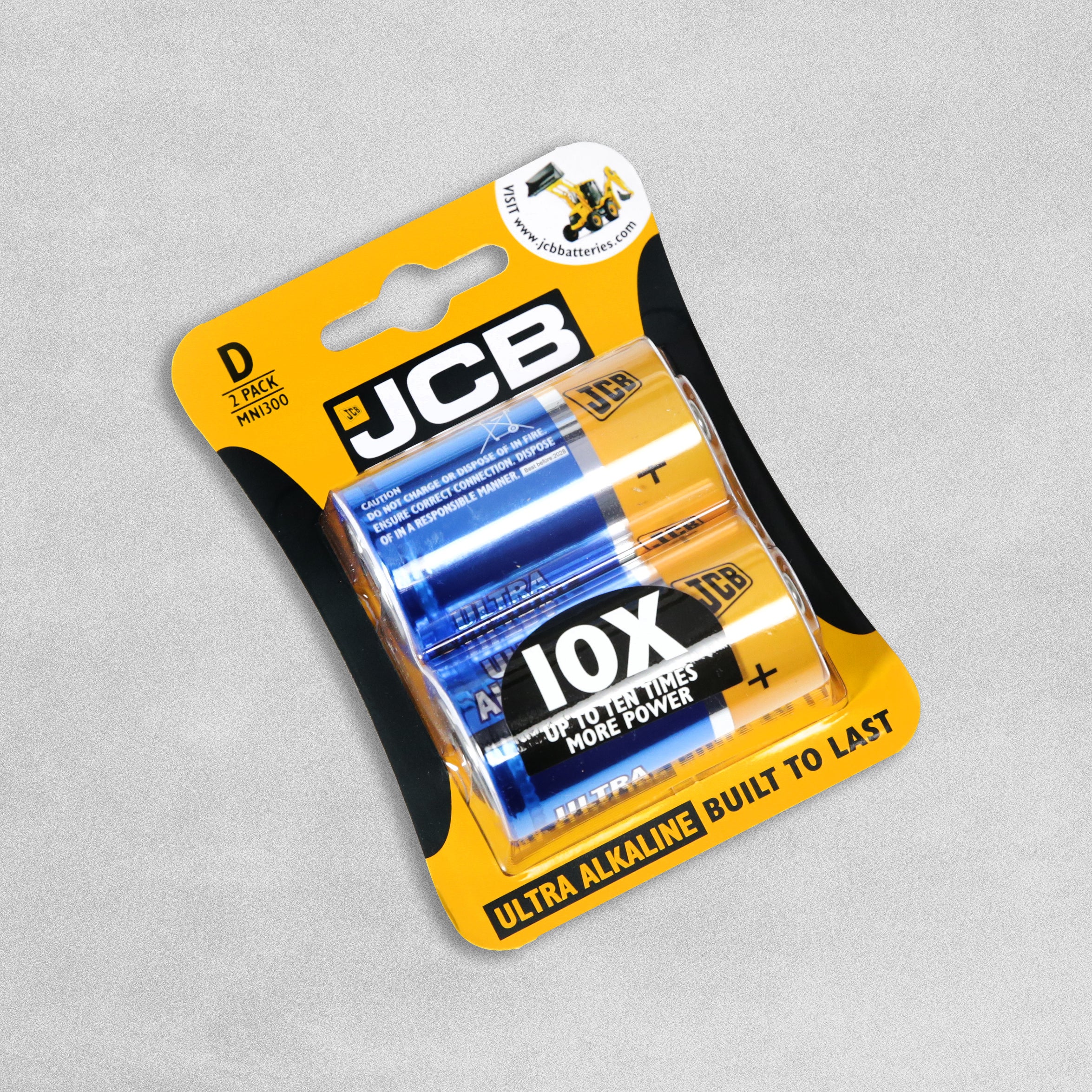 JCB Ultra Alkaline D Batteries - Pack of 2