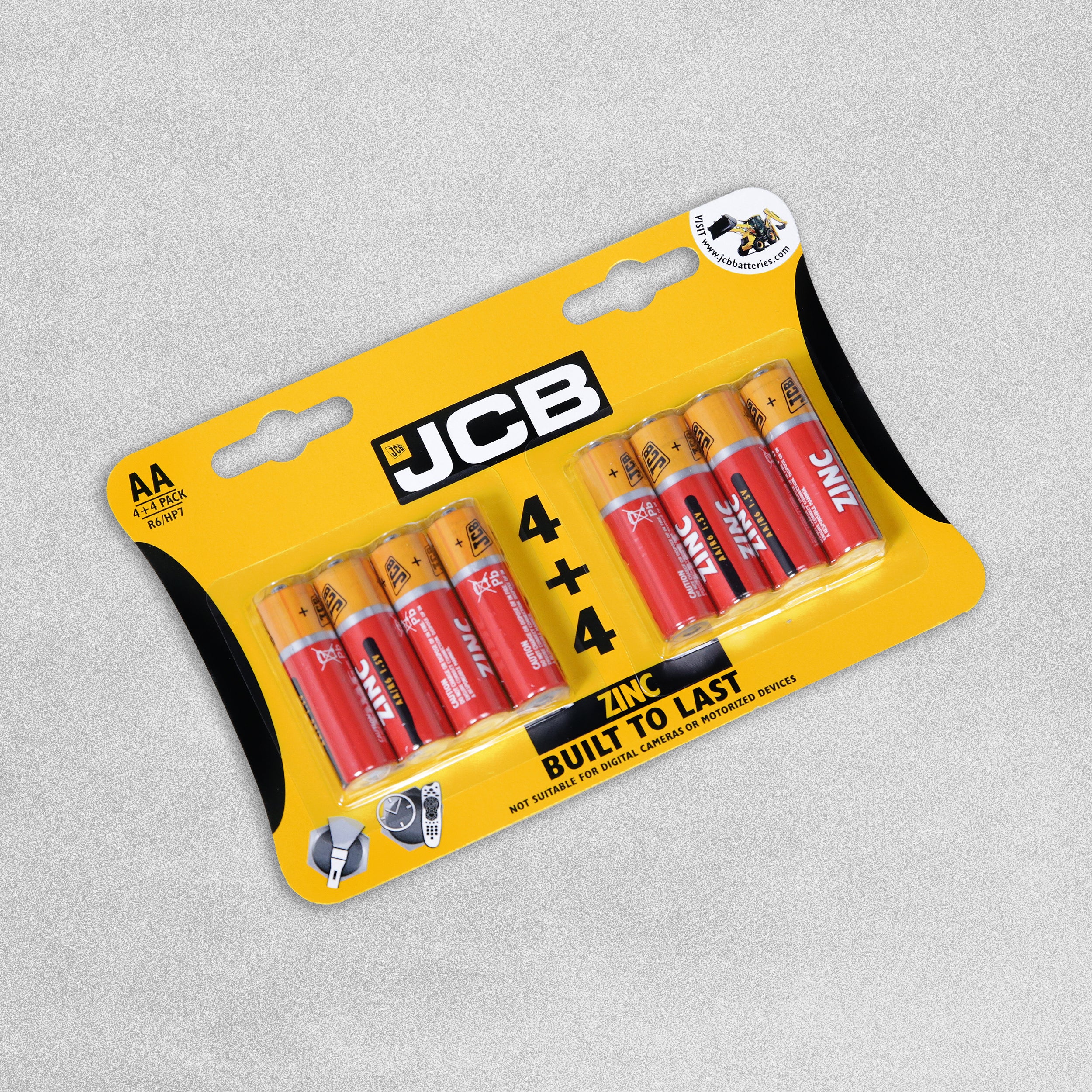 JCB Zinc AA Batteries - 4 + 4 Pack