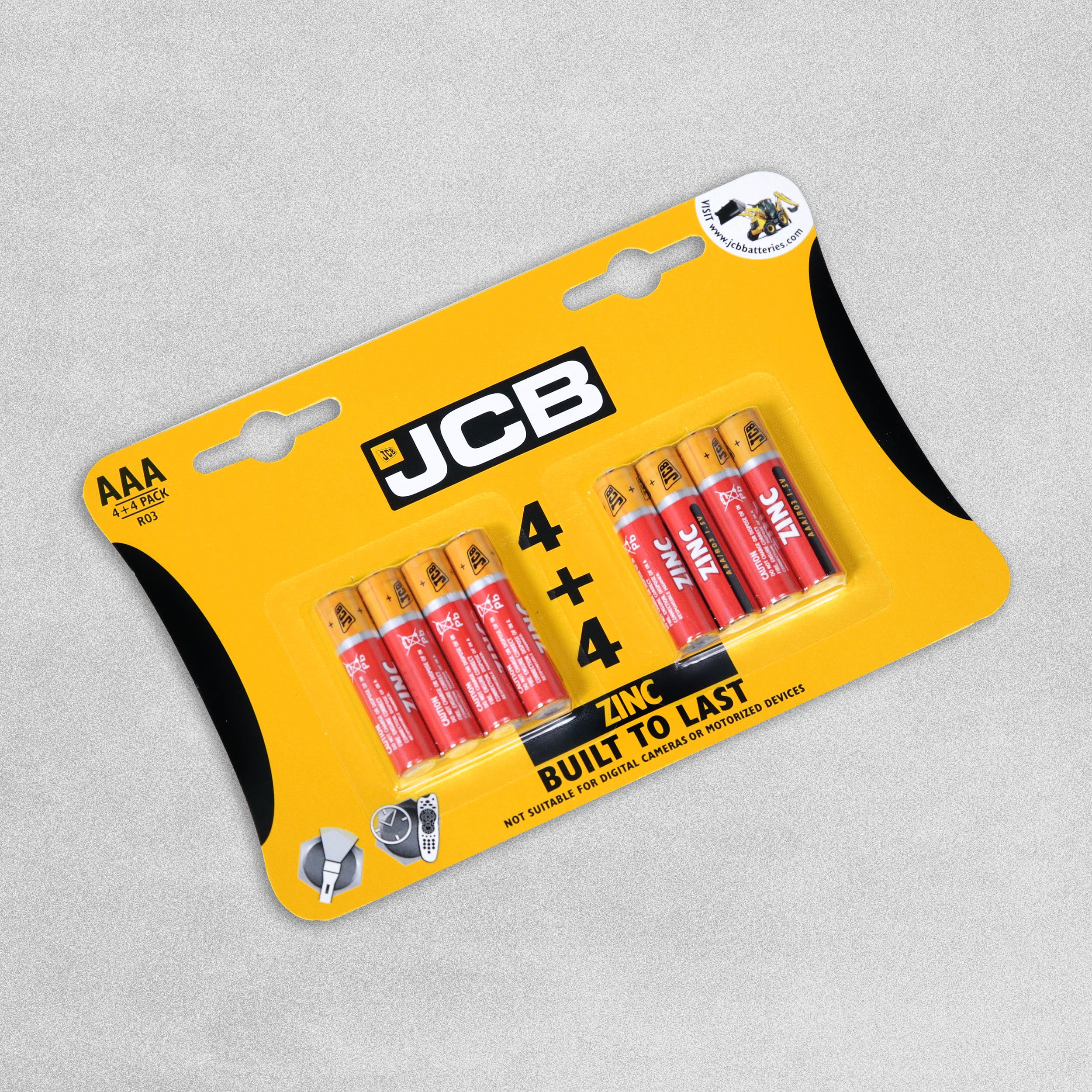 JCB Zinc AAA Batteries - Pack of 8