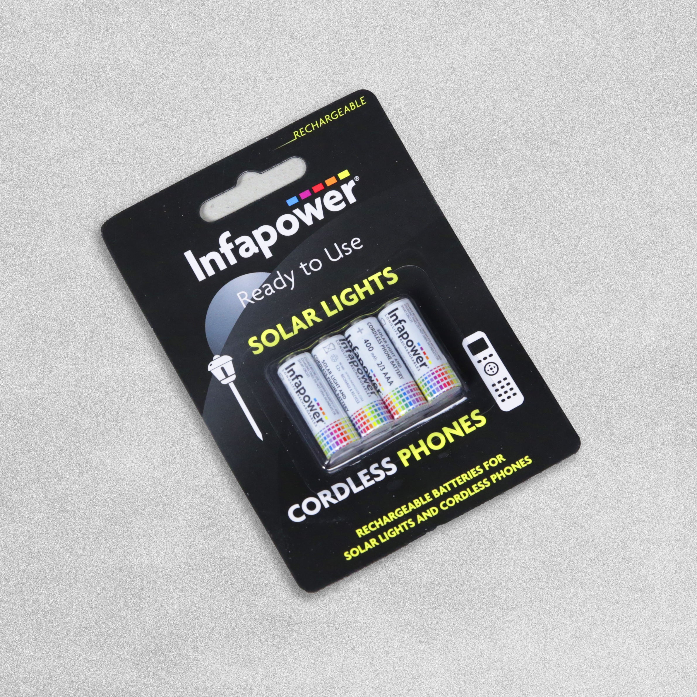Infapower Rechargeable Solar Light 2/3 AAA Batteries 400MaH  - Pack of 4