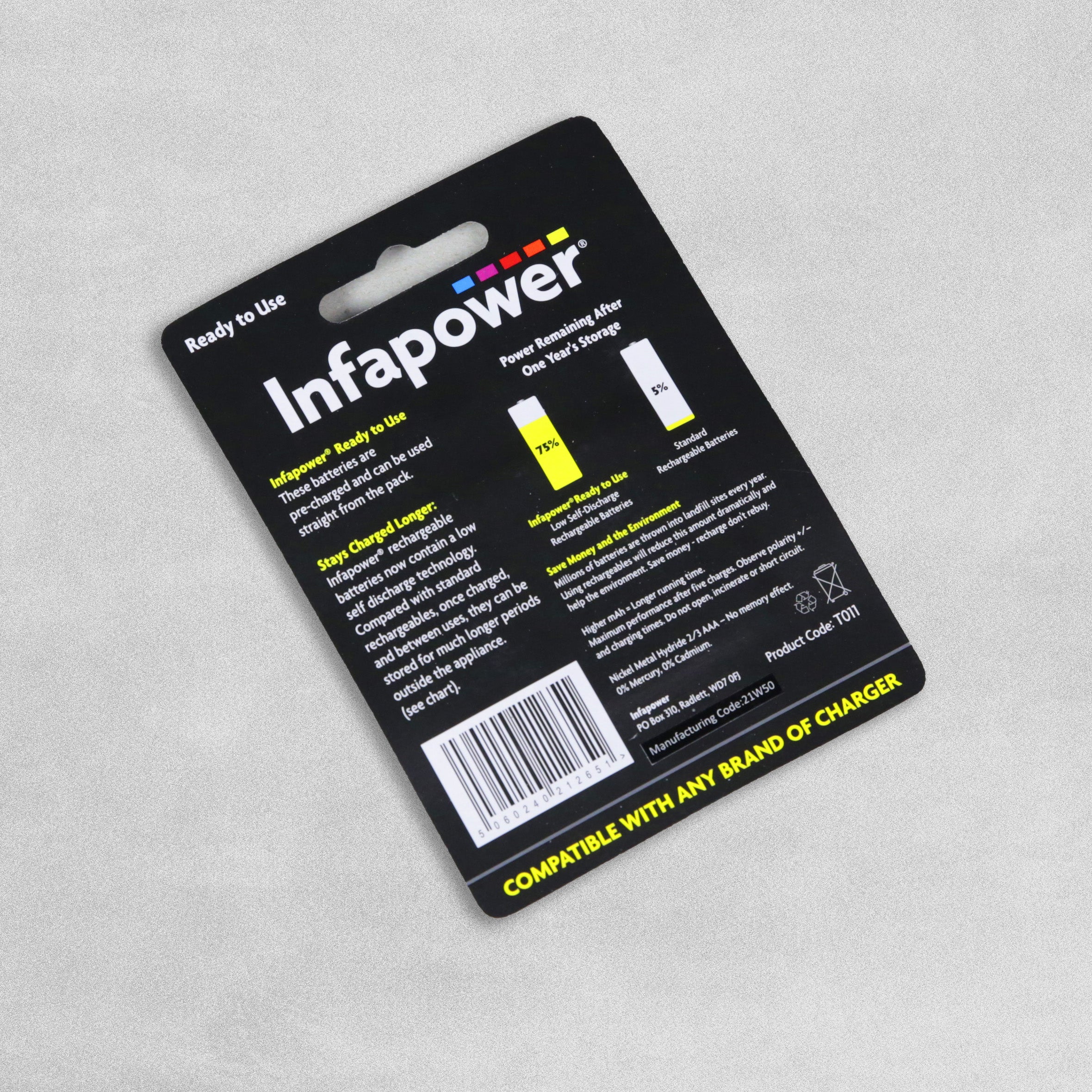 Infapower Rechargeable Solar Light 2/3 AAA Batteries 400MaH  - Pack of 4
