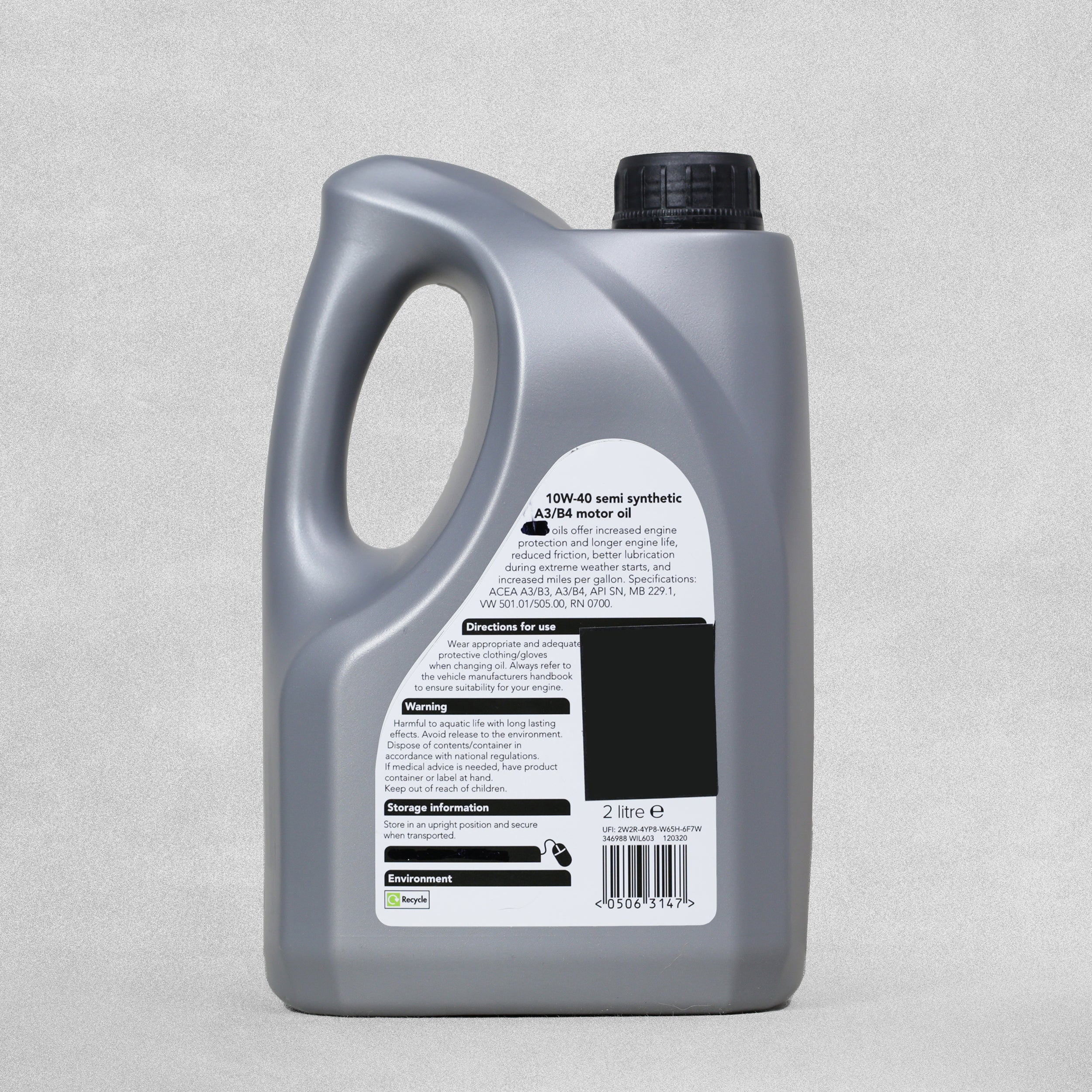 10W-40 Semi Synthetic A3/B4 Motor Oil - 2 Litres