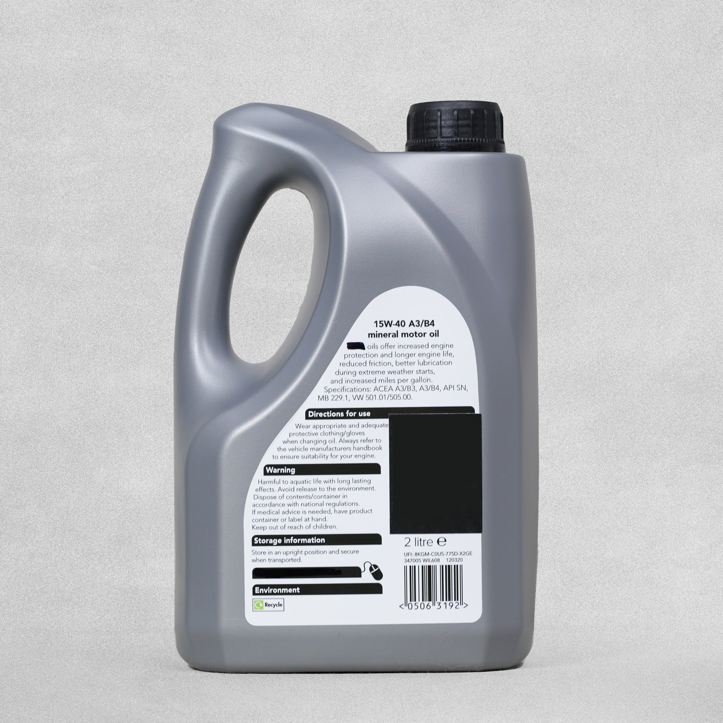 15W-40 Mineral Motor Oil A3/B4 - 2 Litres