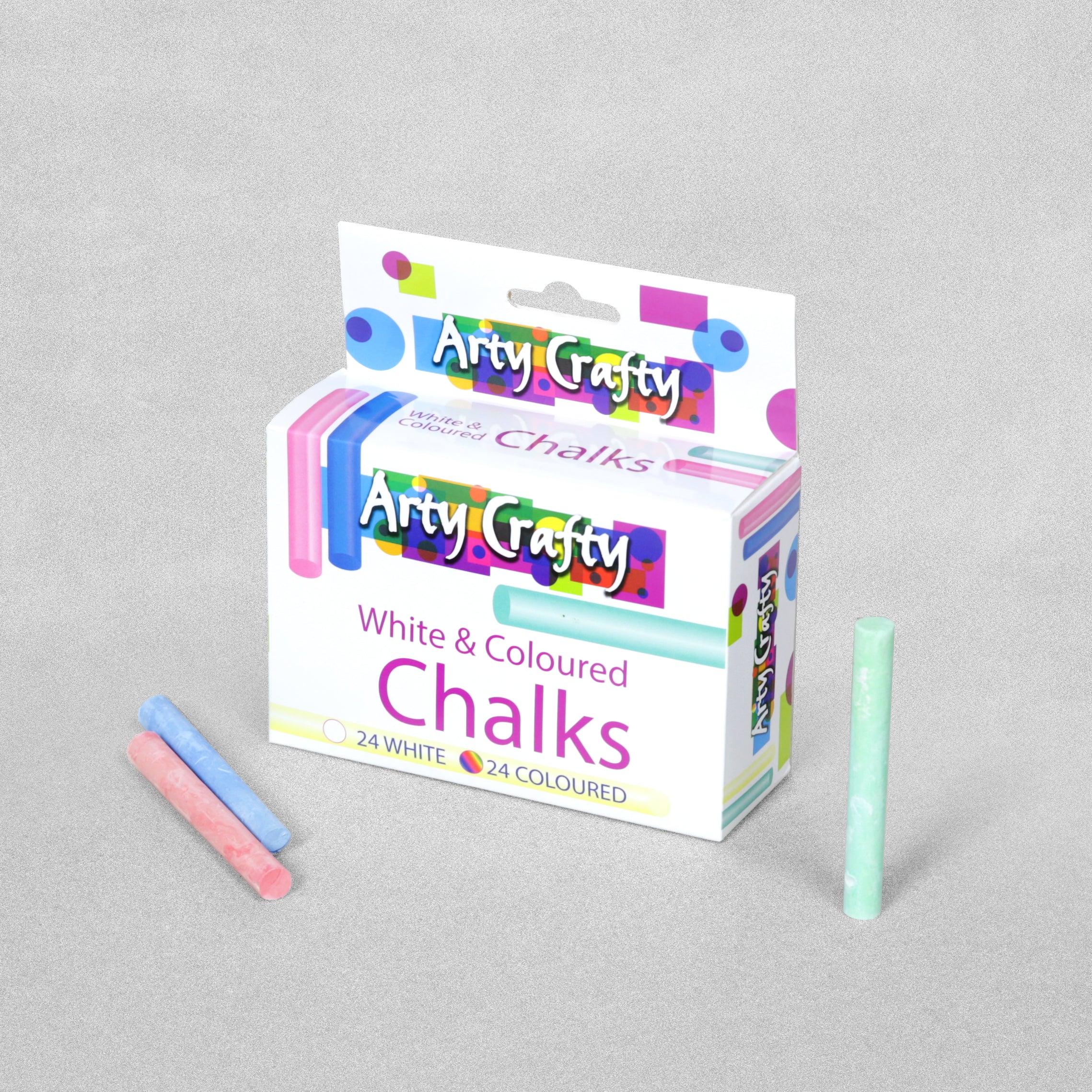 Arty Crafty Coloured & White Chalk - Pack of 48