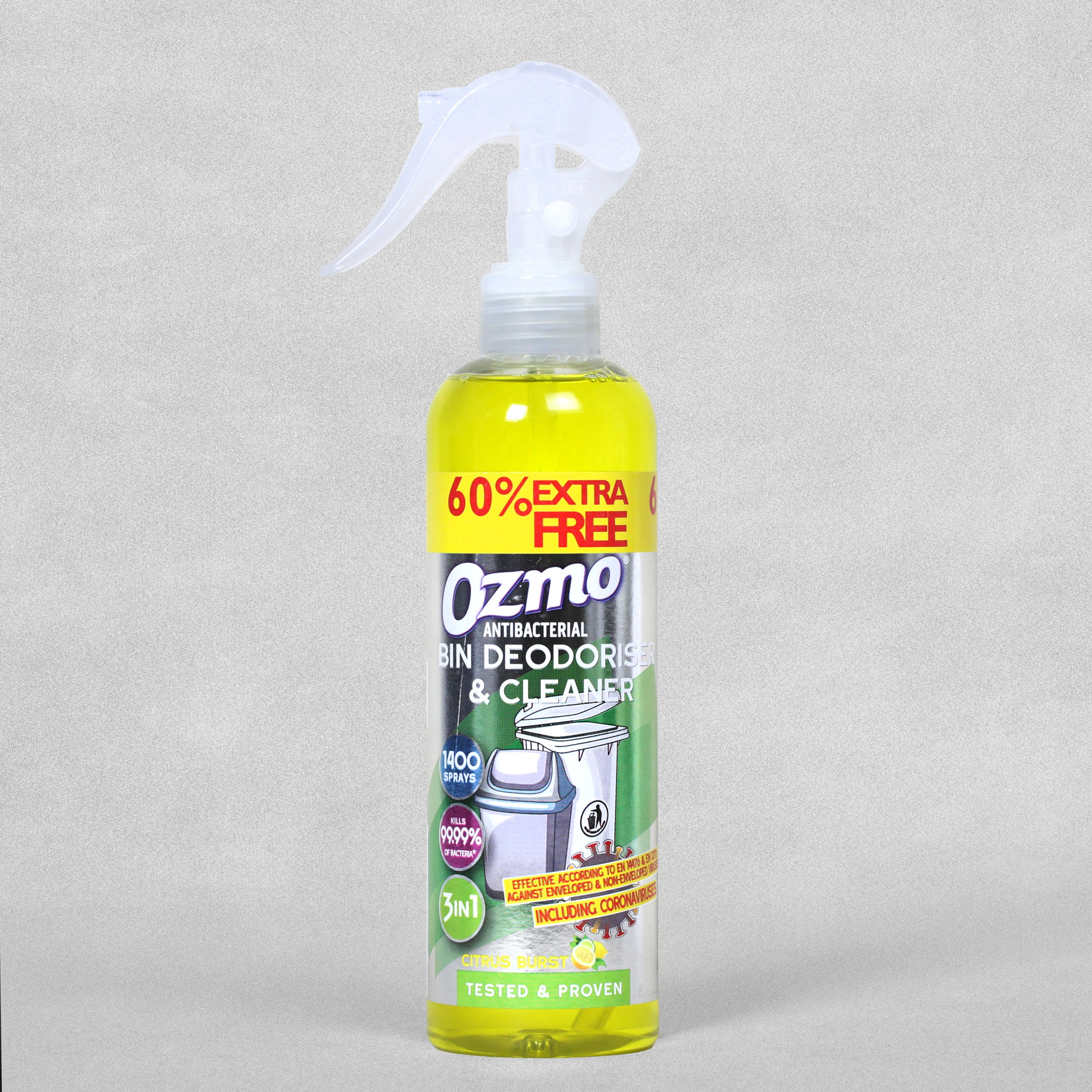 Ozmo Bin Anti-Bacterial Deodoriser & Cleaner Spray - Citrus Burst 400ml