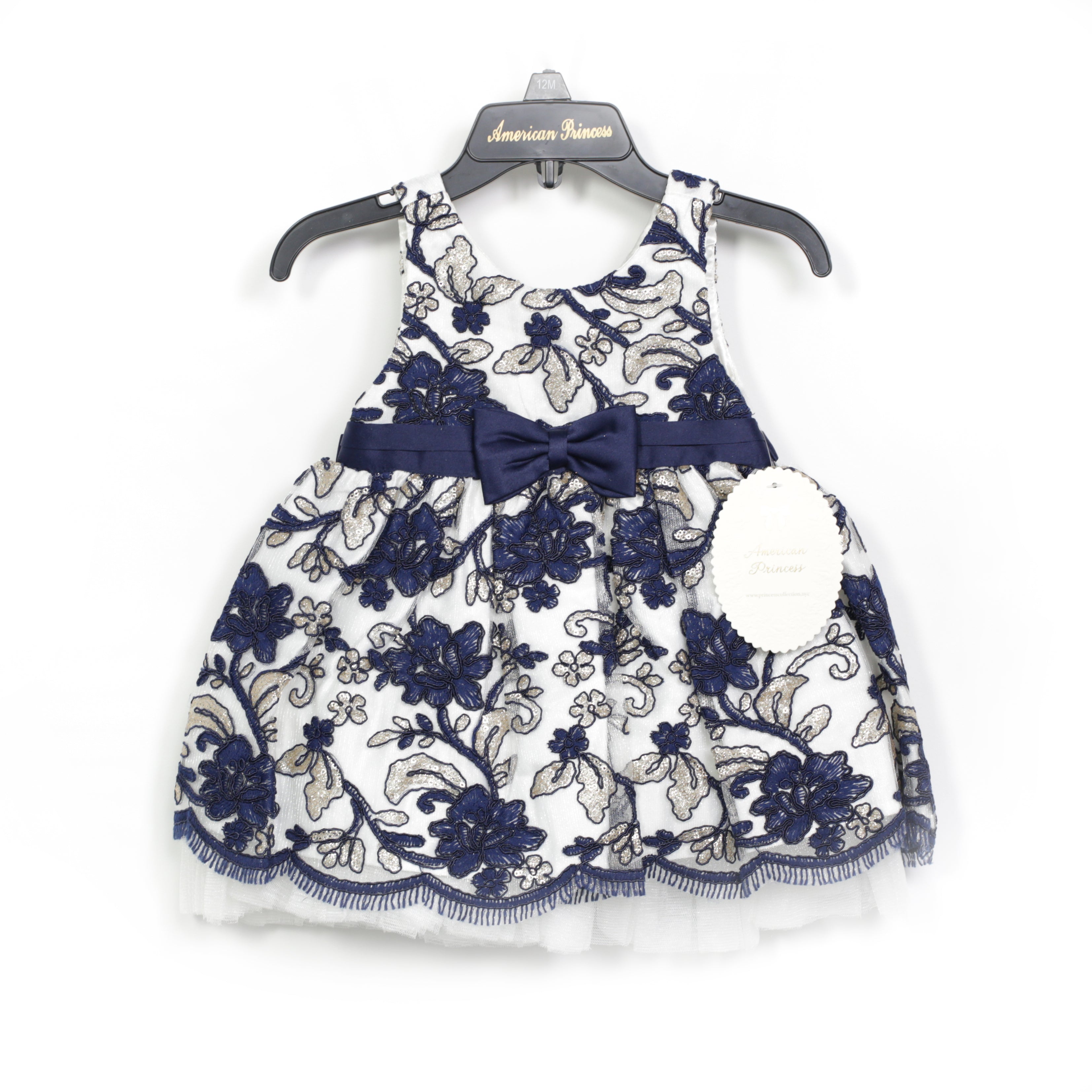 American Princess Dress - Blue Floral with Bow