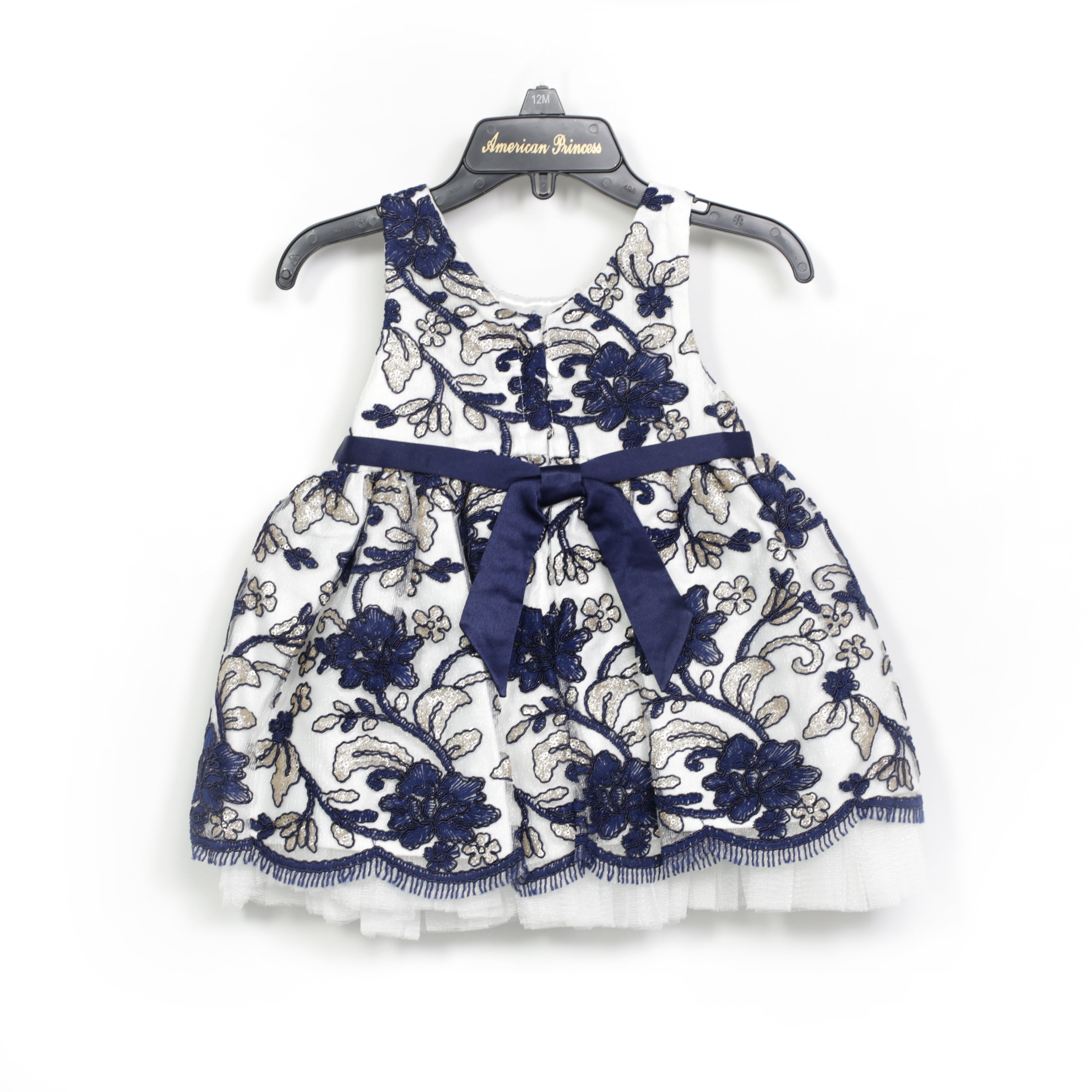 American Princess Dress - Blue Floral with Bow