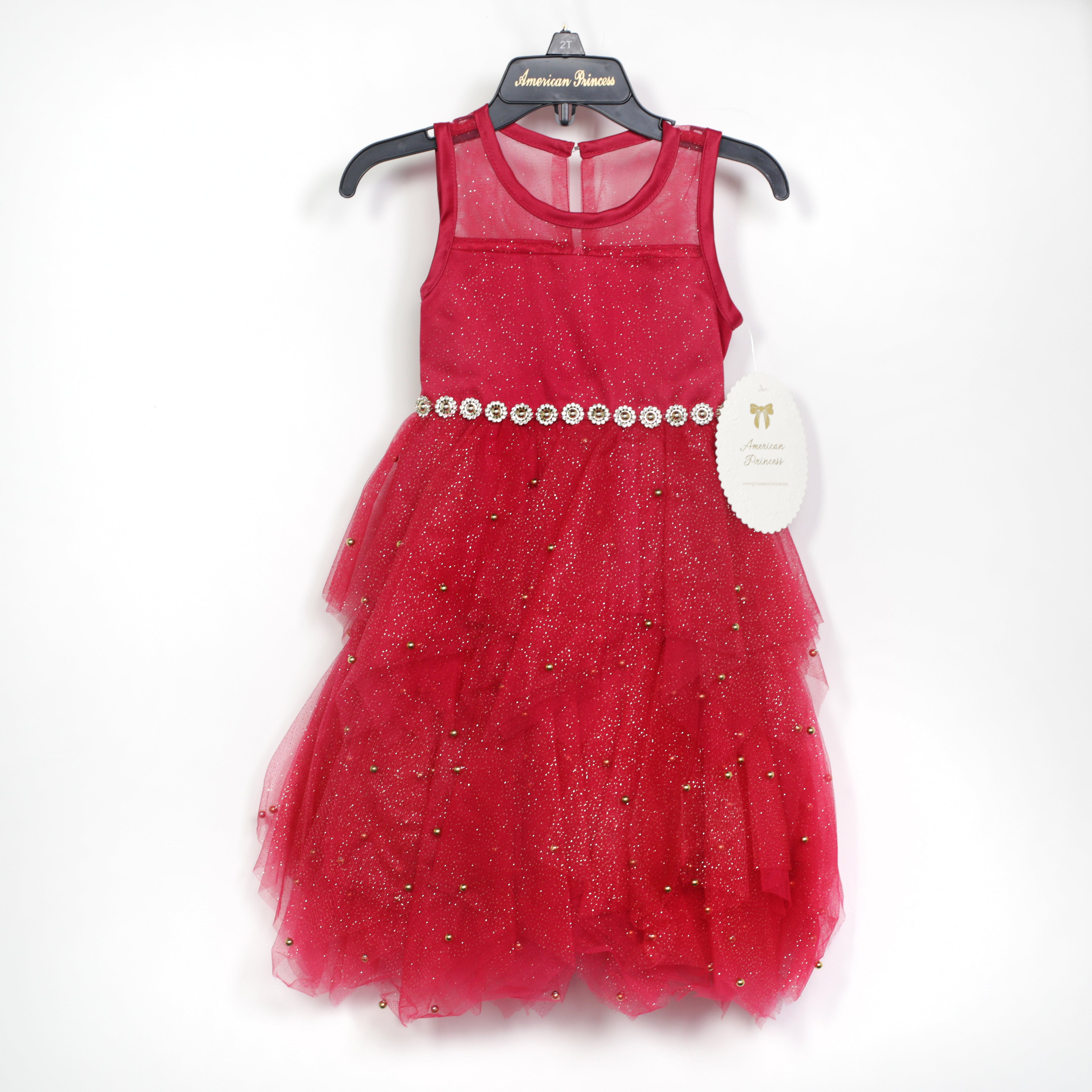 American Princess Red Dress - Gold Sparkles & Embellishments