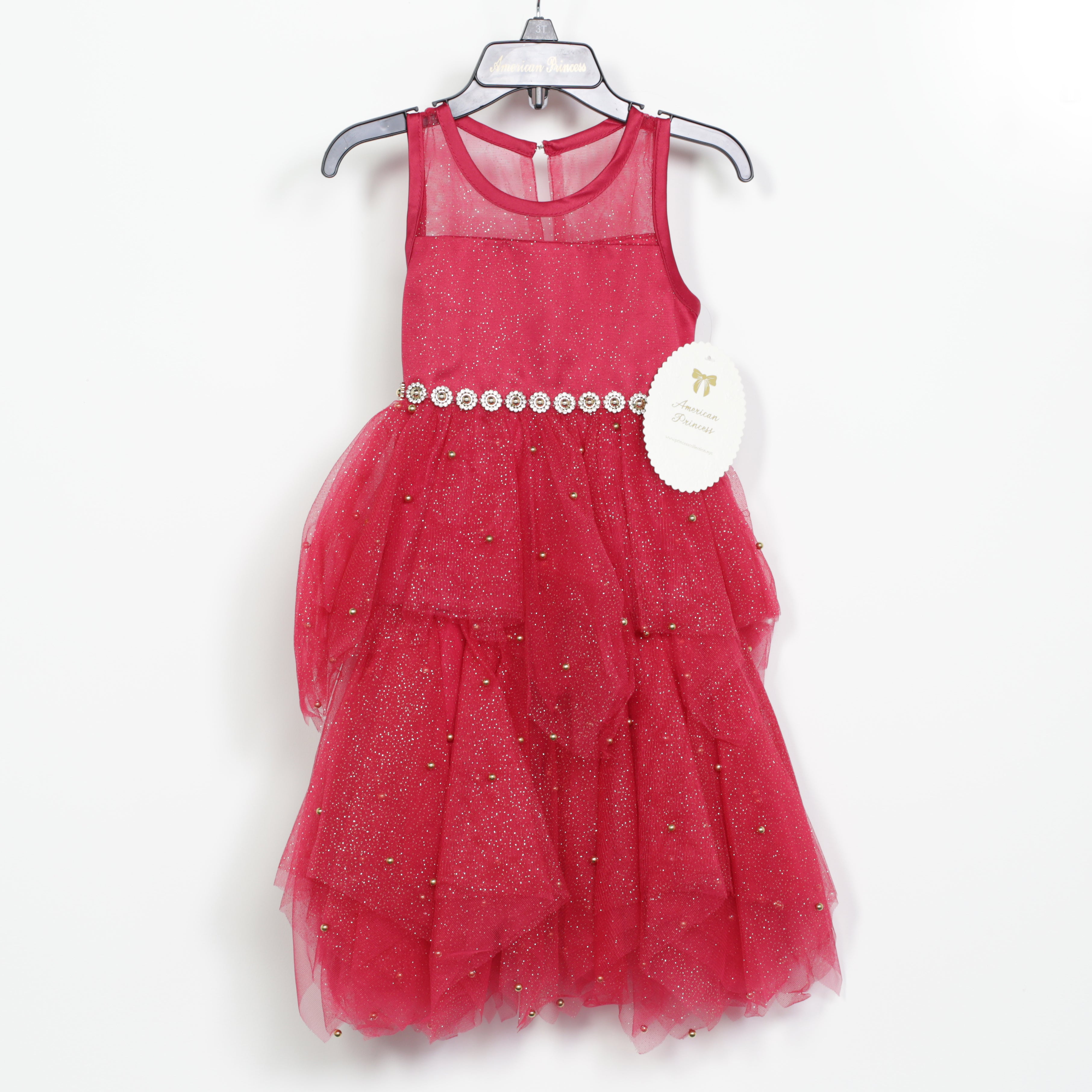American Princess Red Dress - Gold Sparkles & Embellishments