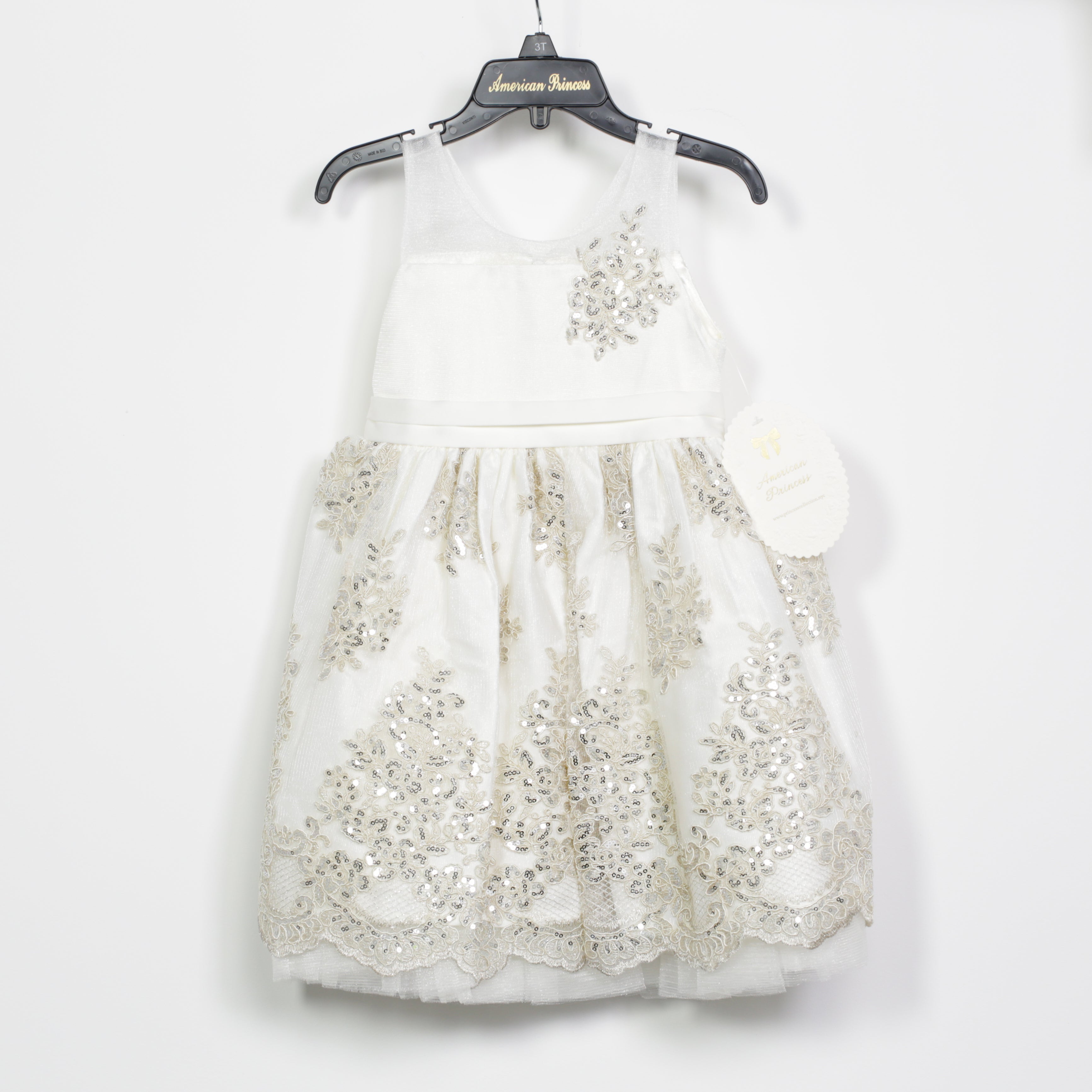 American Princess Ivory Dress - Embroidered Flowers