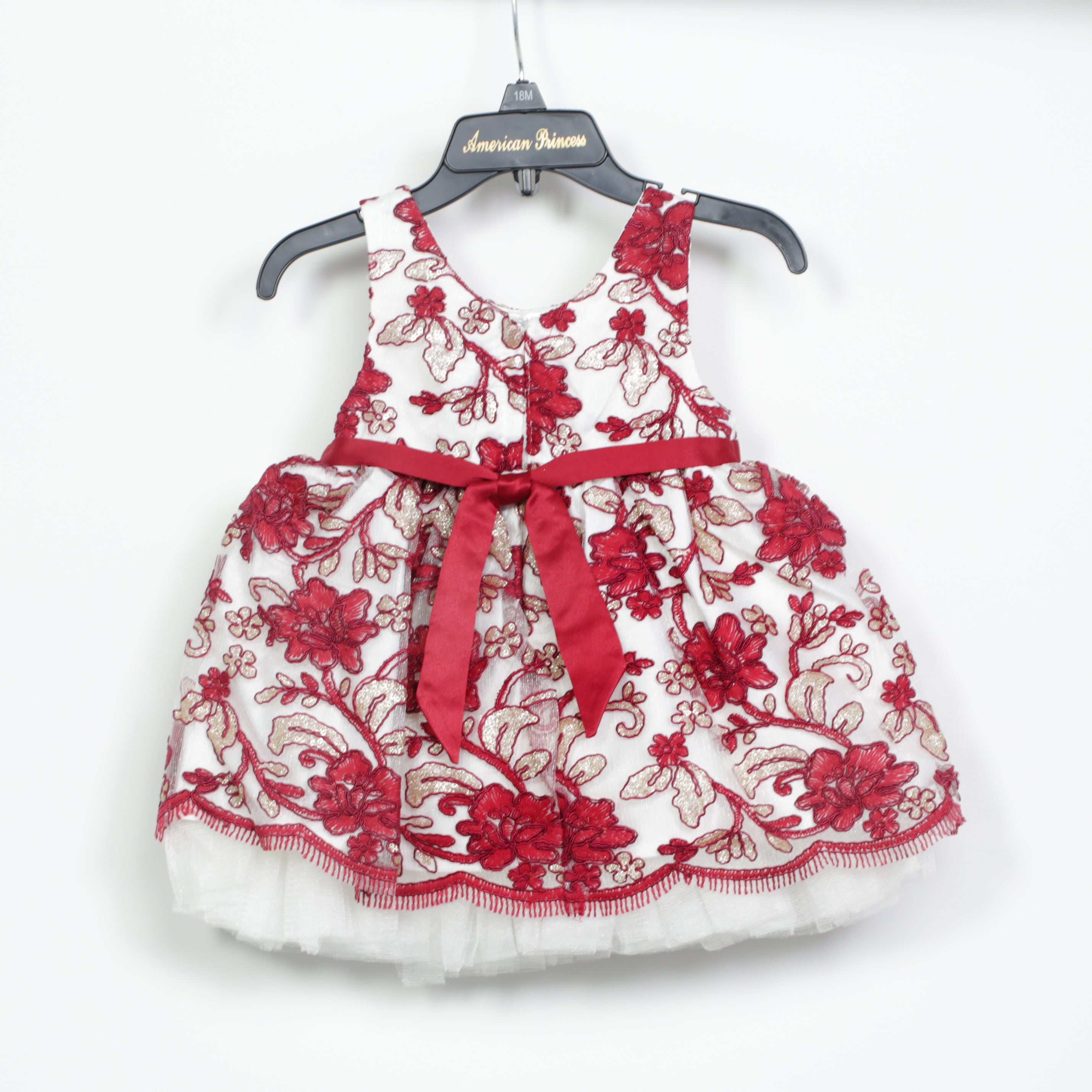 American Princess Dress - Red Floral with Bow