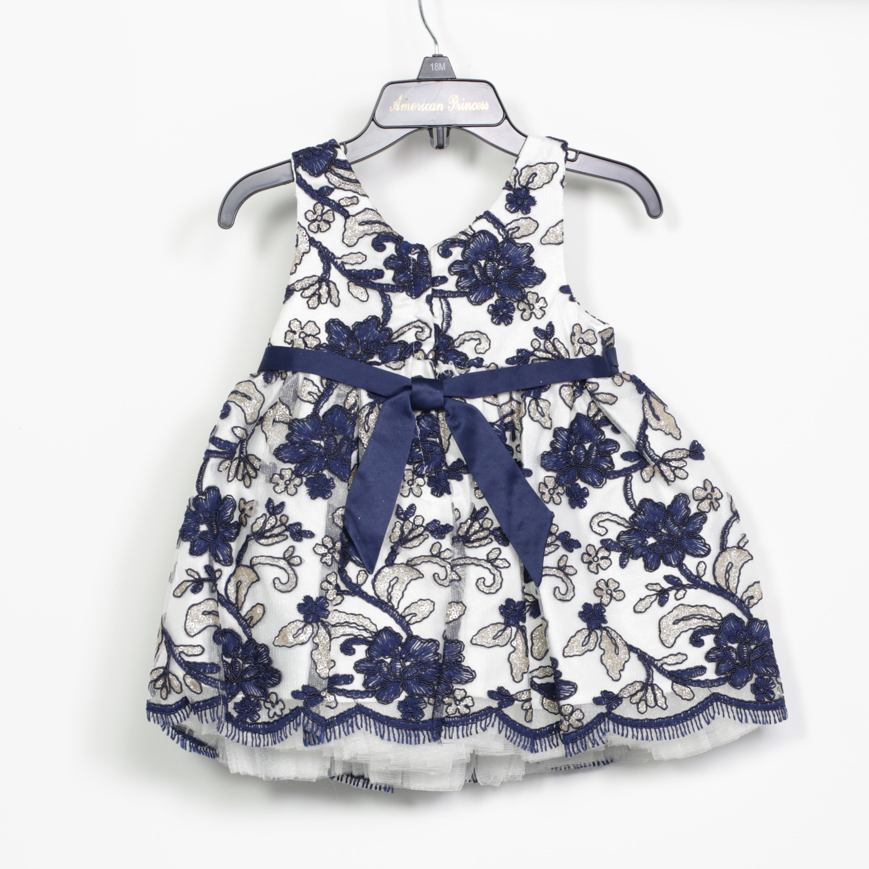 American Princess Dress - Blue Floral with Bow