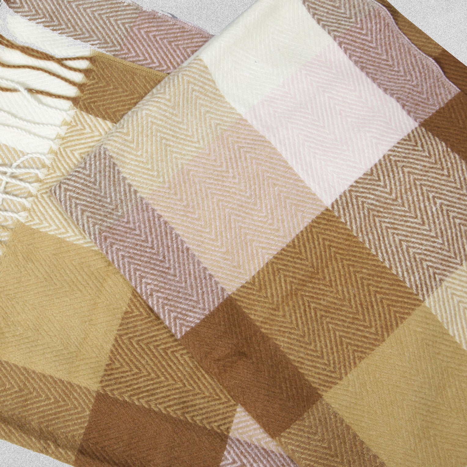 Super Soft Cappuccino Herringbone Check Scarf