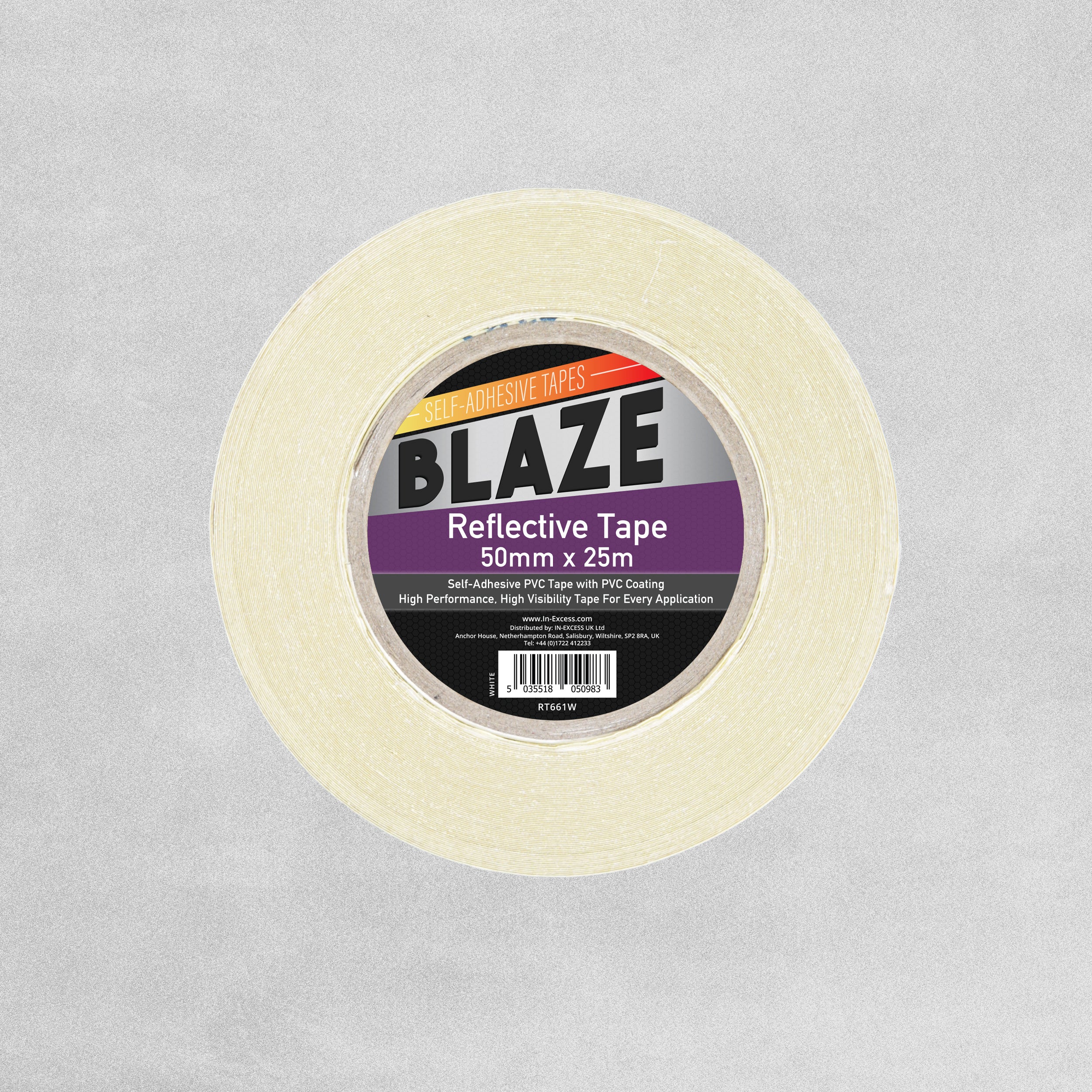 Blaze Reflective Tape 50mm x 25m - White