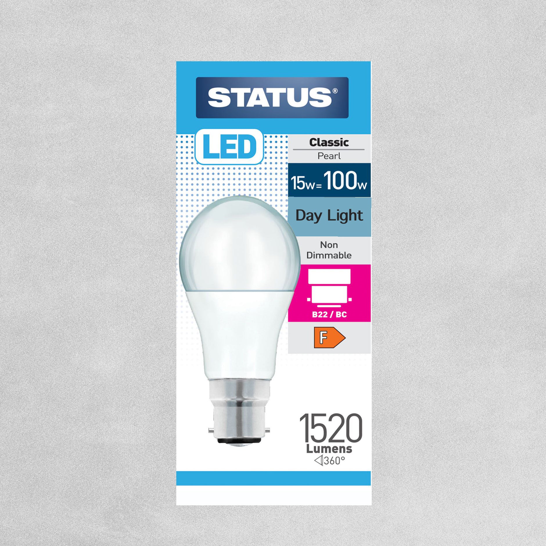 Status Classic Pearl Round B22 15w=100w Light Bulb- Daylight