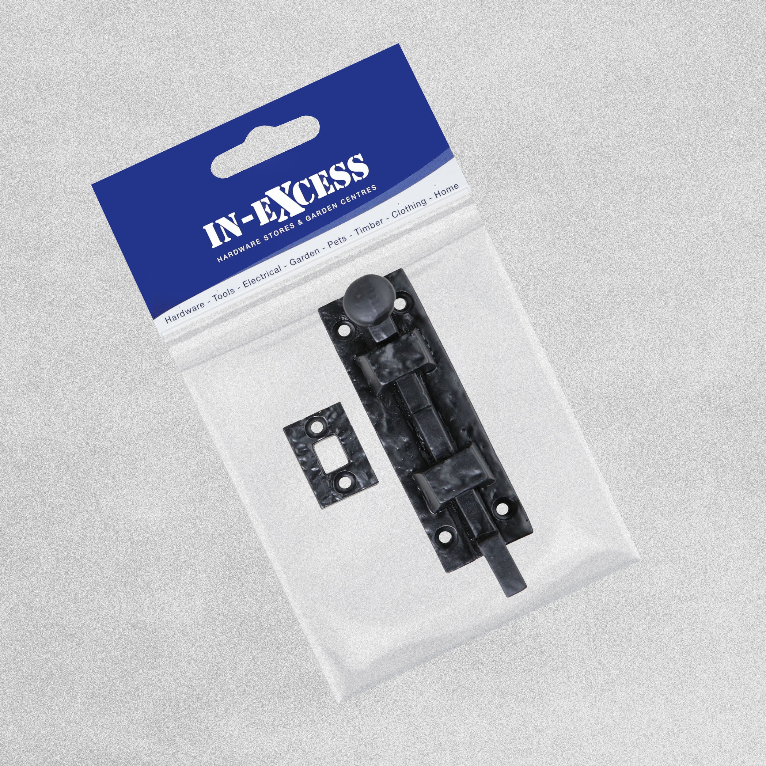 4" Black Necked Straight Door Bolt - 100mm