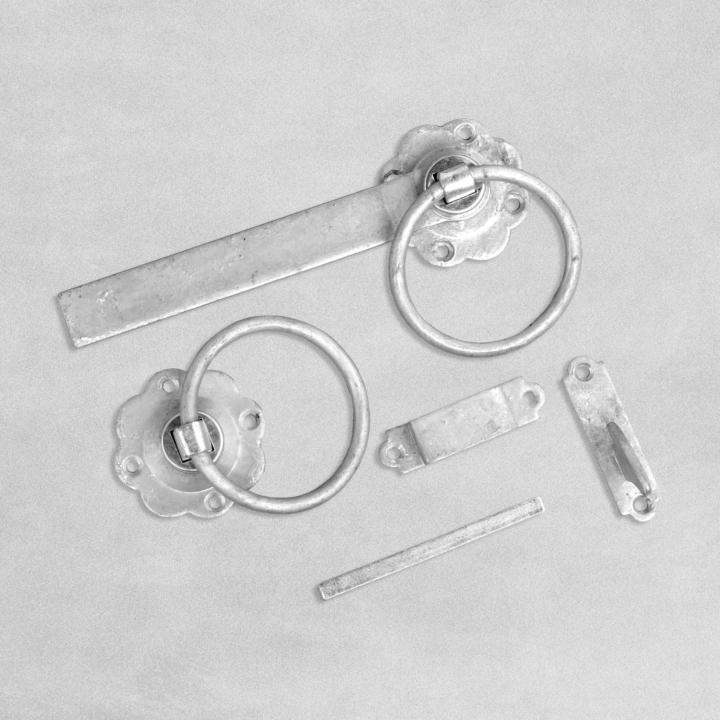 Plain Ring Handle Gate Latch Set Galvanised - 180mm