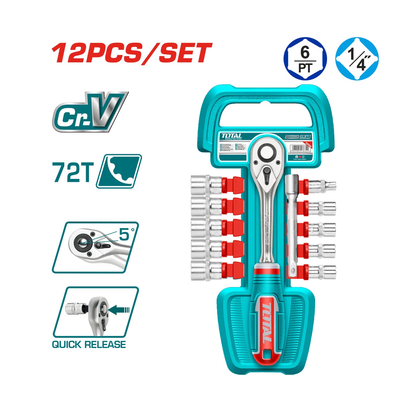 Total 1/4" Socket Set - 12pcs - THT14114126