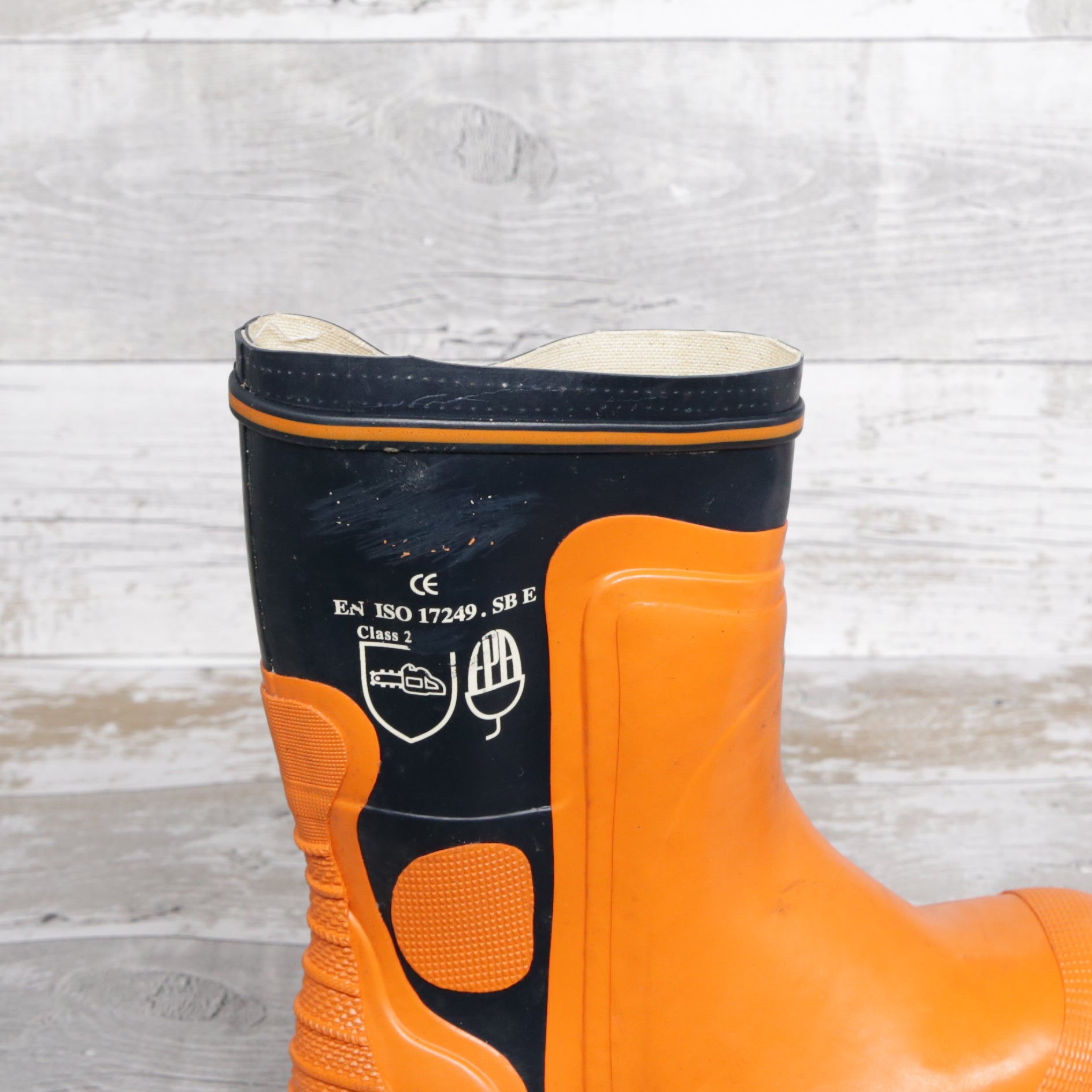 De-Branded Steel Toe Cap Chainsaw Class 2 Wellington Boots UK 6.5
