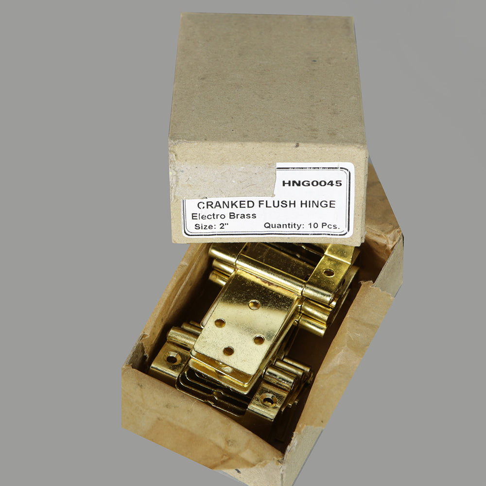 10x E/Brass Cranked Flush Hinge 50mm (2")