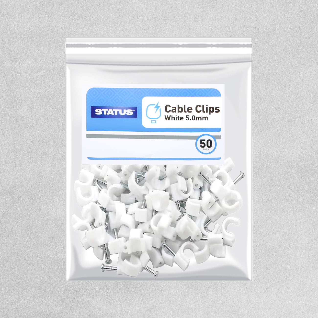 Status White Cable Clips -  Various Sizes Available
