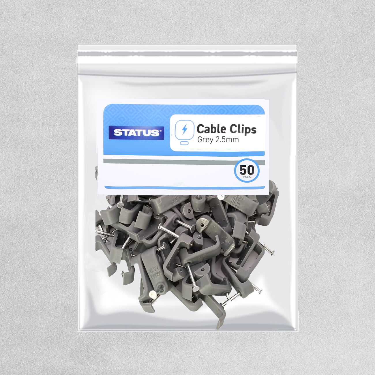 Status Grey Cable Clips -  2.5mm