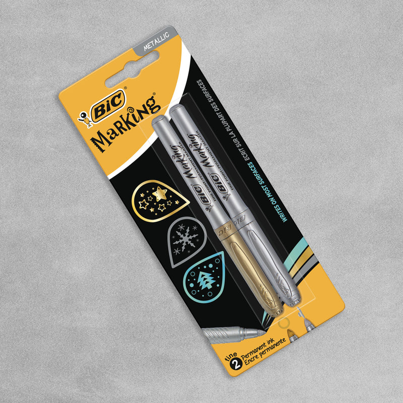 2 Packs BIC Mark It Metallic Fine Point Permanent Markers - 1 Super Party