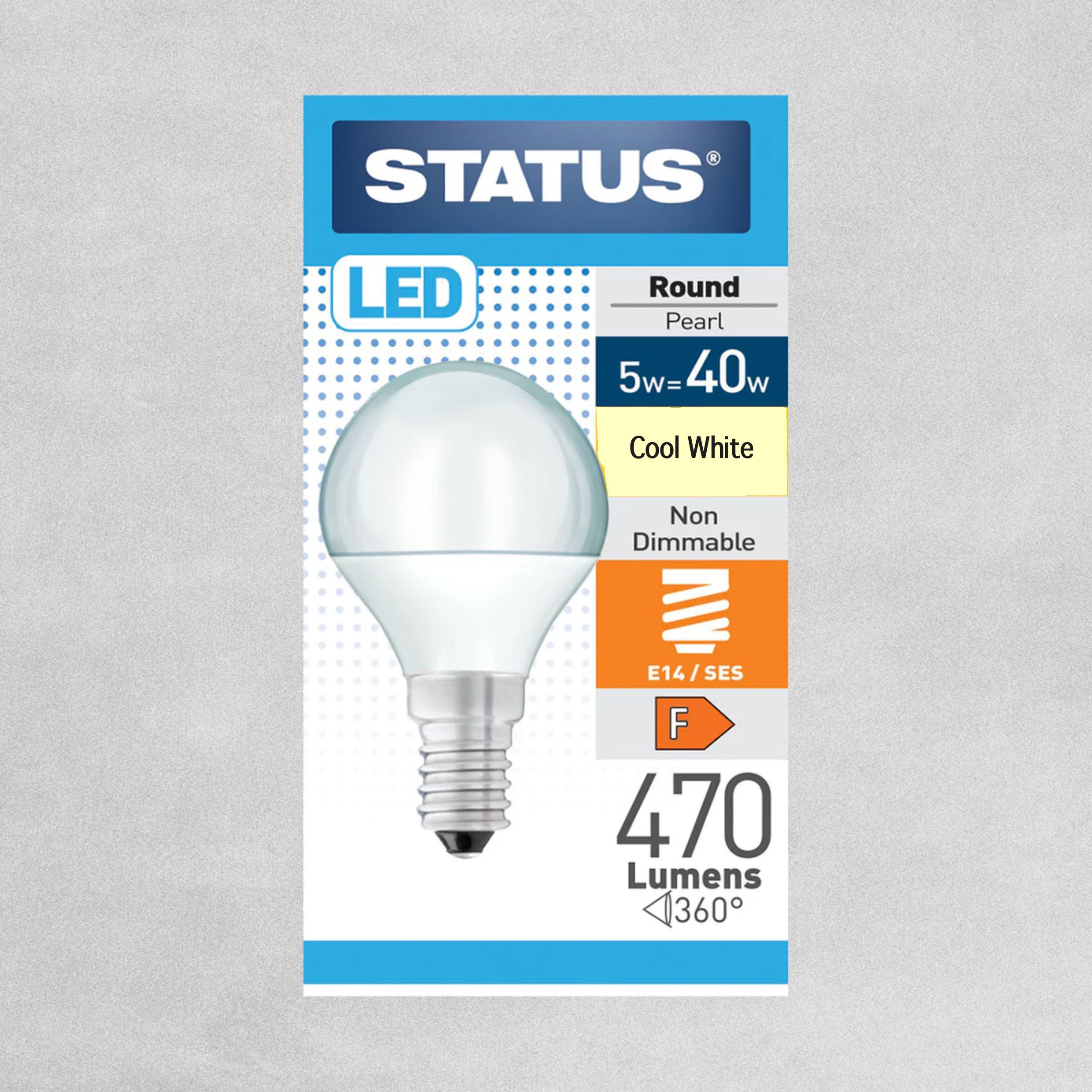 Status LED Round Pearl Bulb E14/SES 5.5w=40w - Cool White