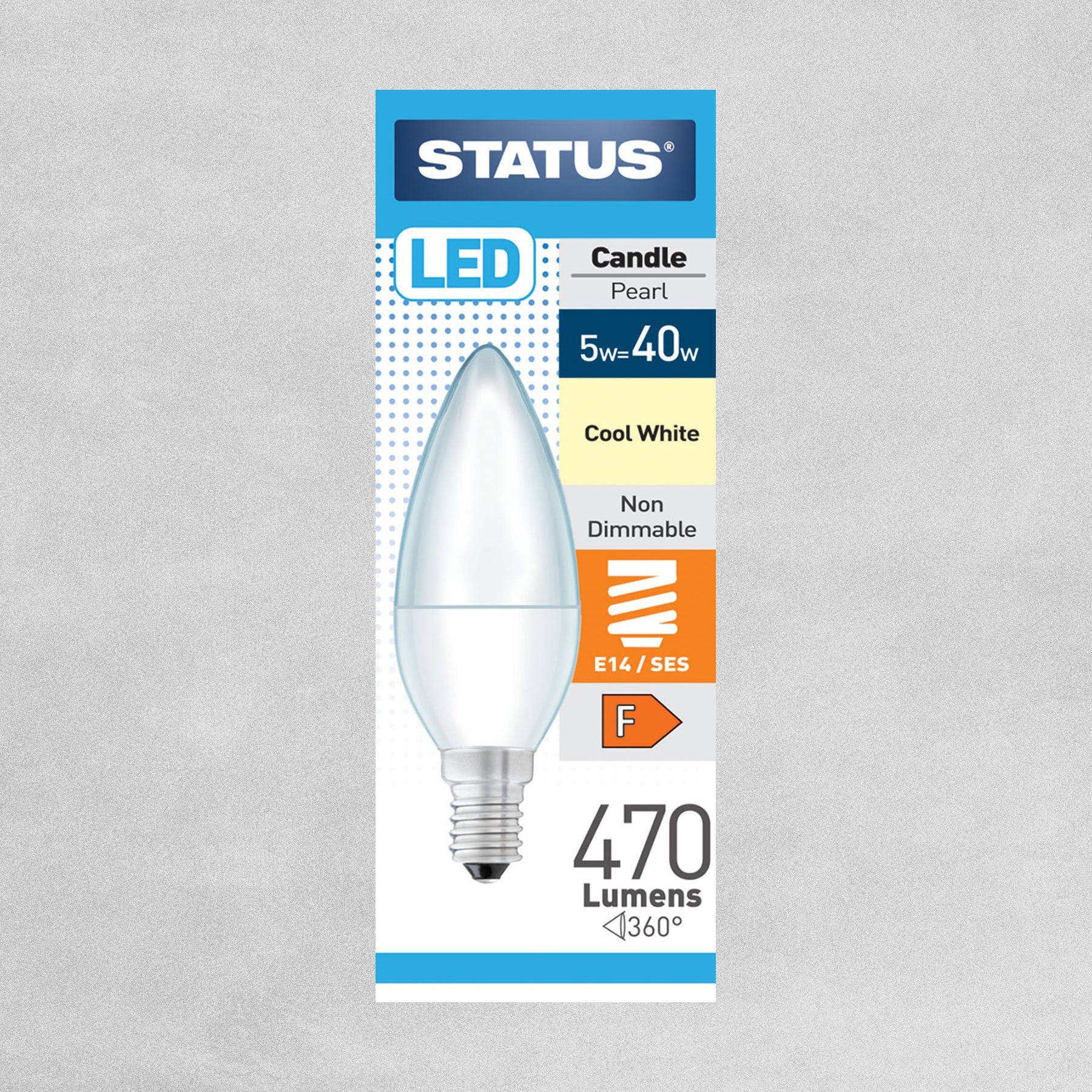 Status LED Candle Pearl Bulb E14/SES 5w=40w - Cool White